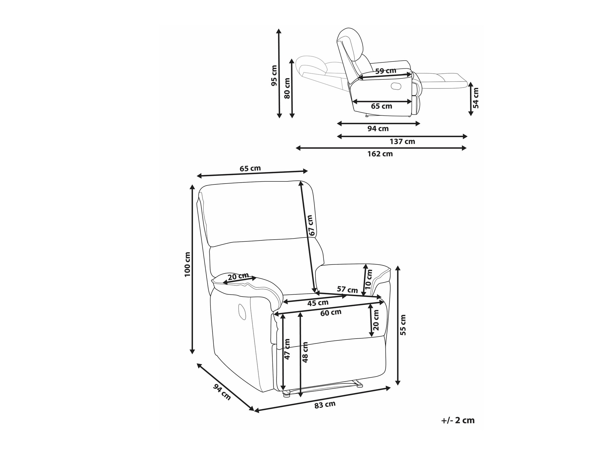 Fotelj s počivalnikom Berwyn 1408 (Siva)