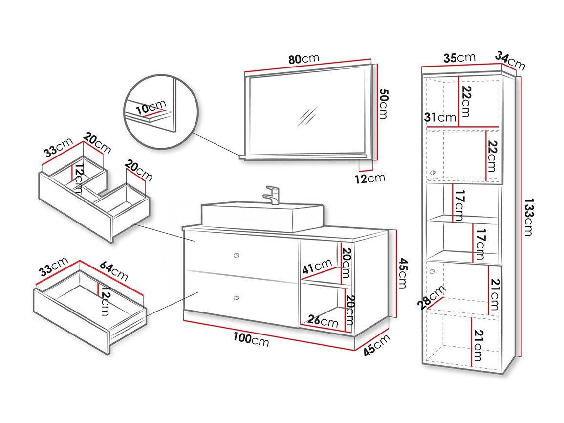 Kopalniški komplet Ophruvi 101 (Črna + Črni marmor)