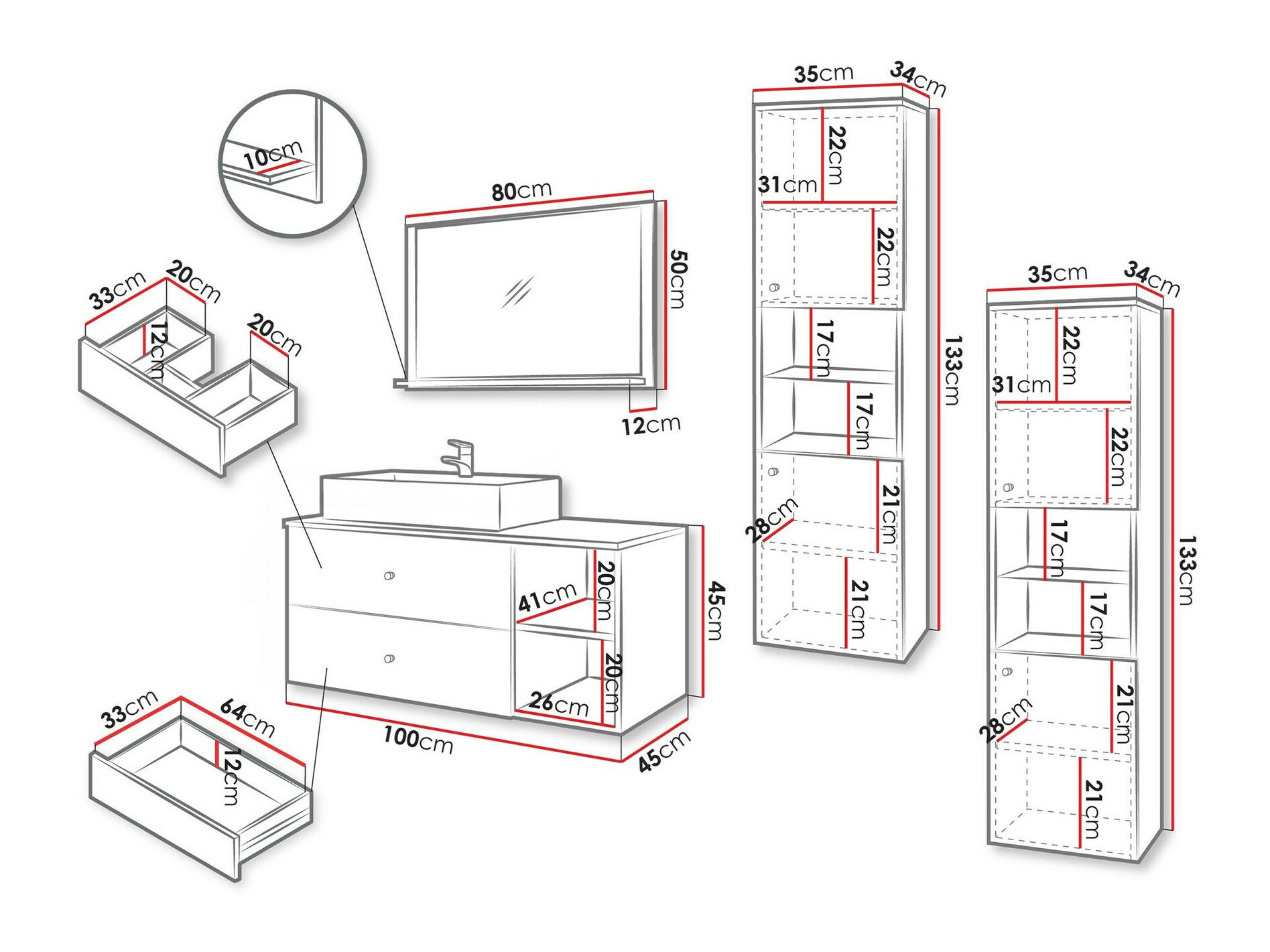 Kopalniški komplet Ophruvi 102 (Črna + Črni marmor)