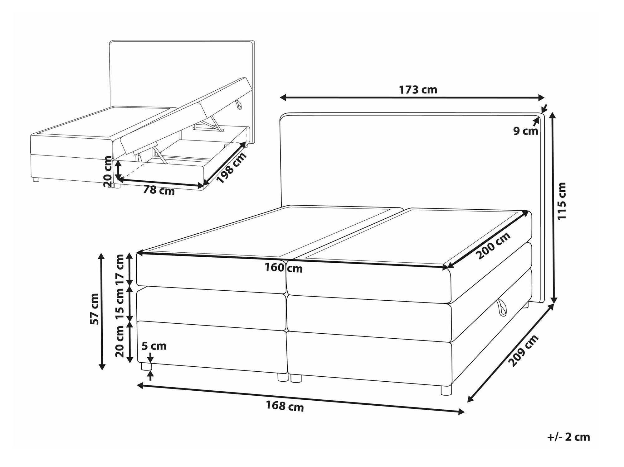 Boxspring postelja Berwyn 2324 (Bež)