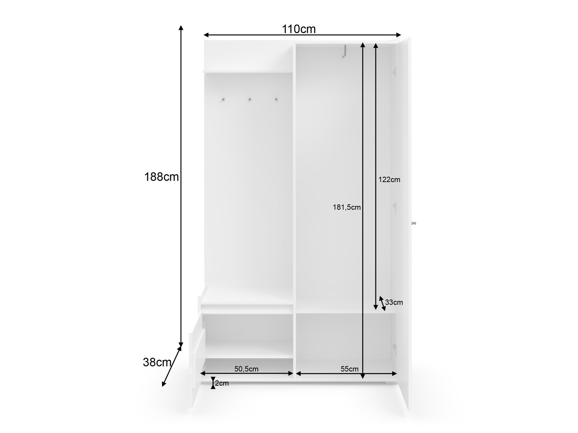 Komplet za predsobo Denton 1446 (Antracit + Hrast)