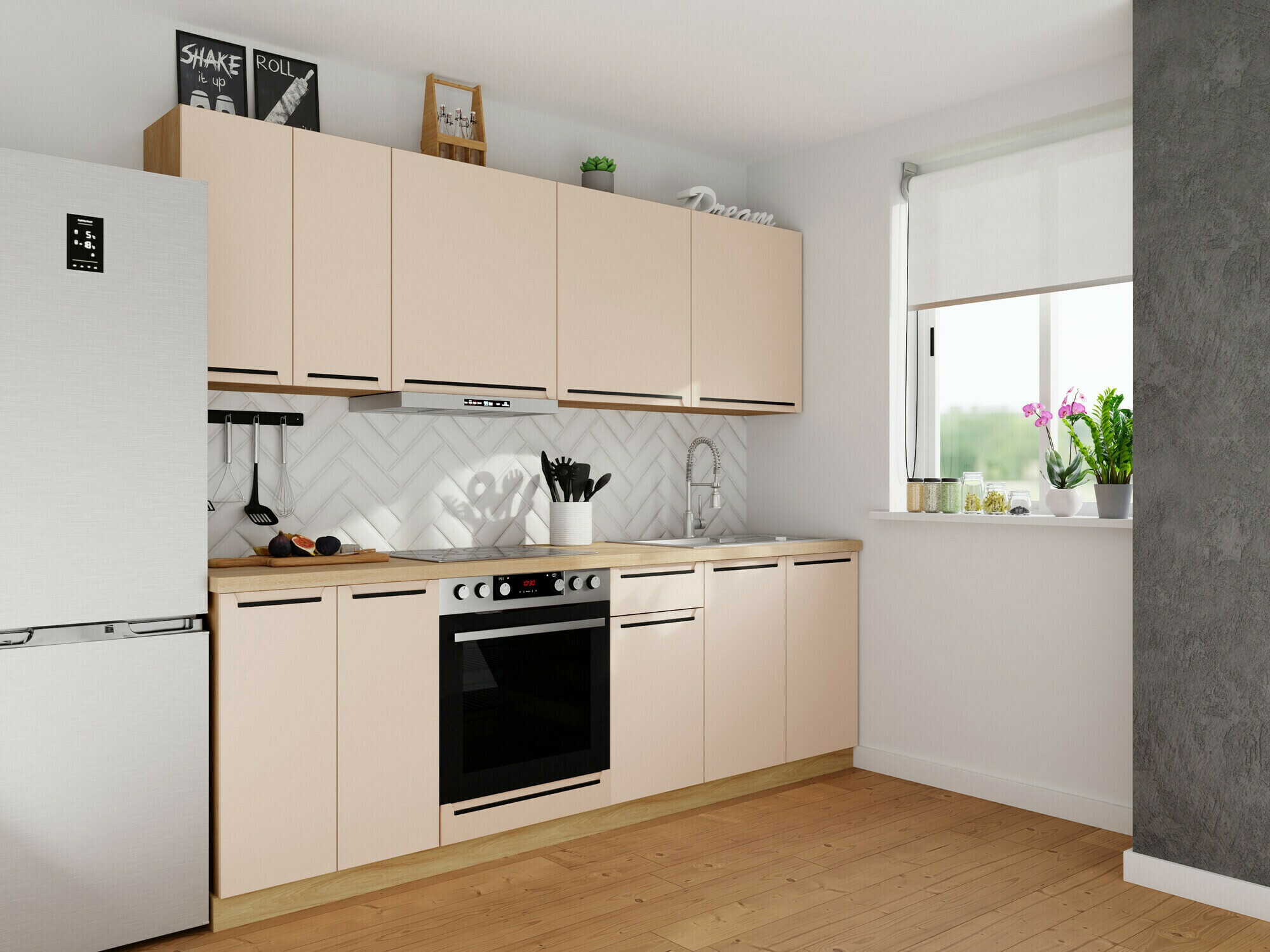 Modularna omarica s predalom in vrati Riso Beige 105