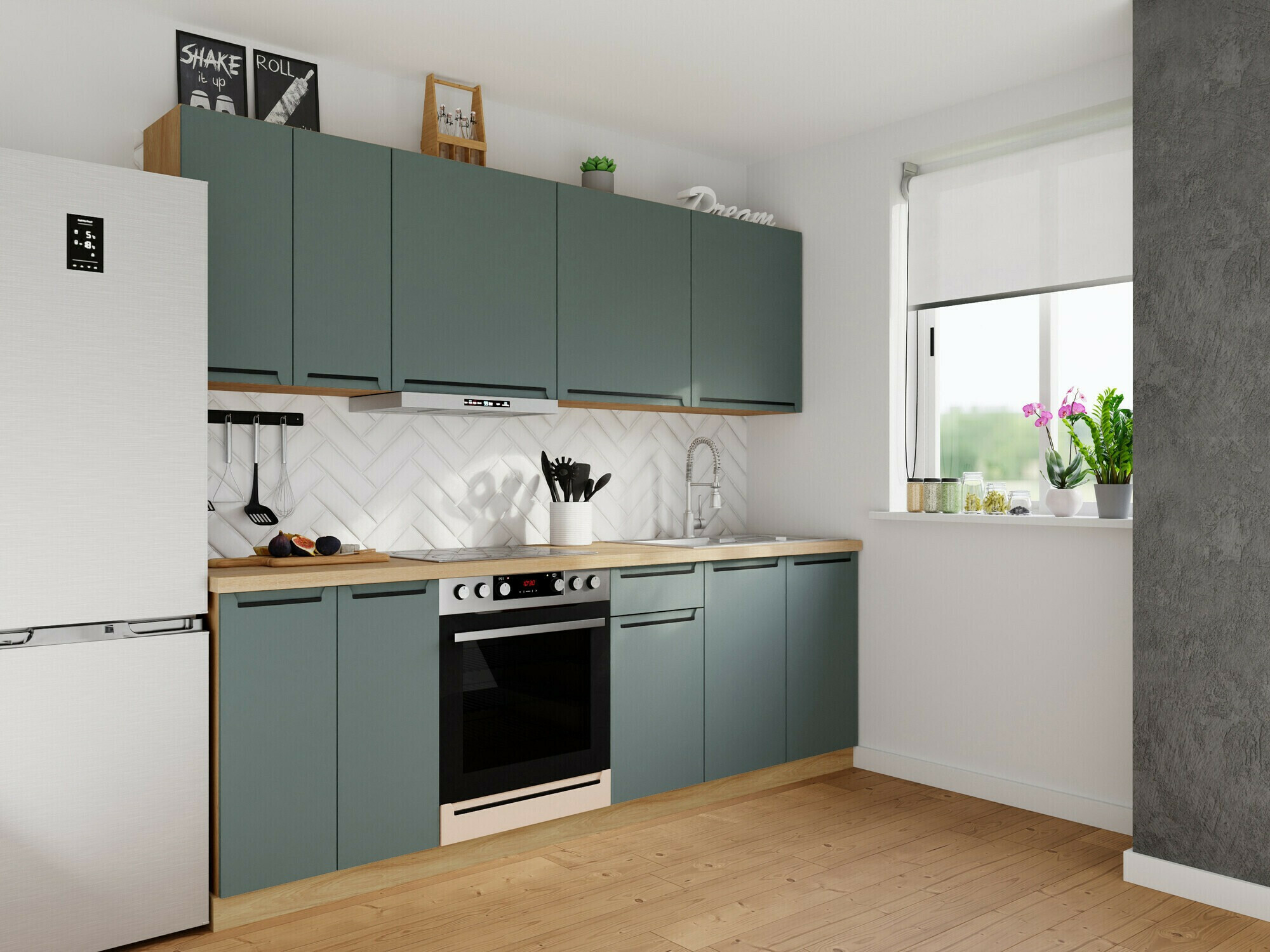 Modularna omarica s predalom in vrati Riso Green 105