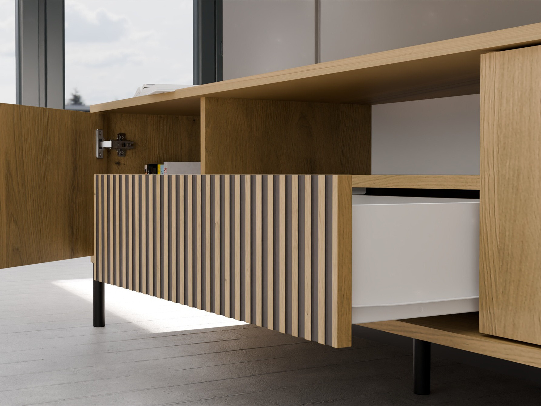 TV-omarica Orlsone 100 (Artisan hrast + Črna)