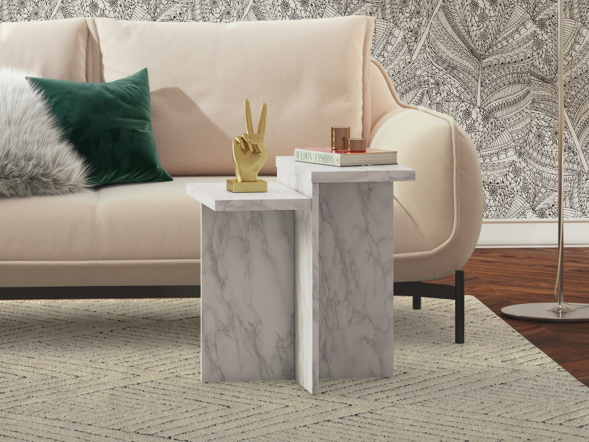 Klubska mizica CosmoLiving by Cosmopolitan 169 (Beli marmor)