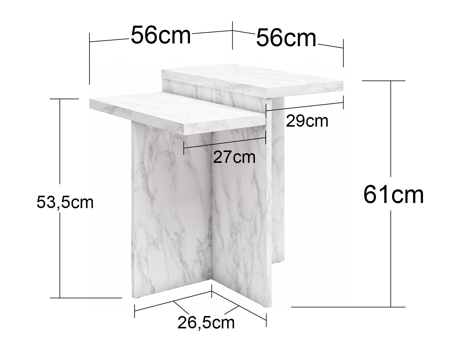 Klubska mizica CosmoLiving by Cosmopolitan 169 (Beli marmor)