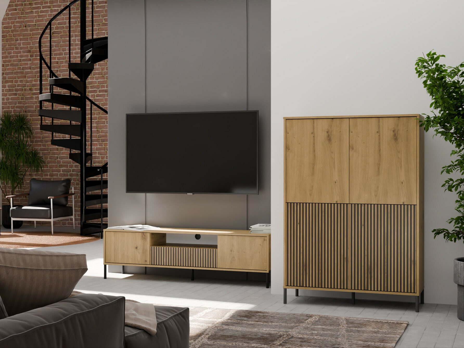 Regal Orlsone 104 (Artisan hrast + Črna)