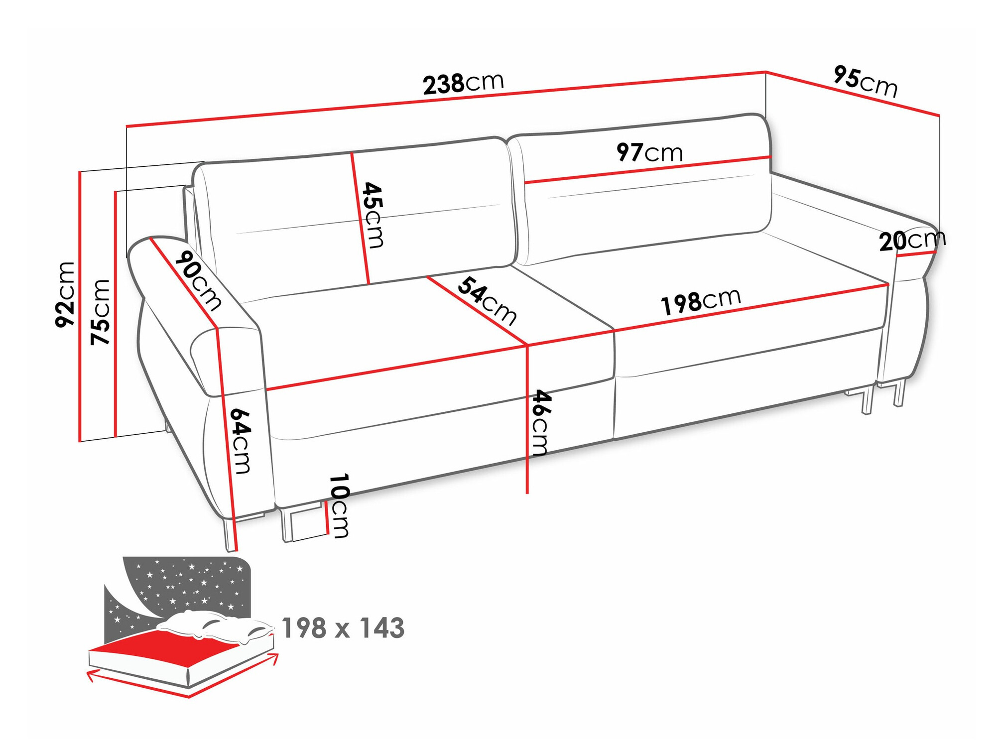 Raztegljiv kavč Stonecrest 104 (Sierra 744)