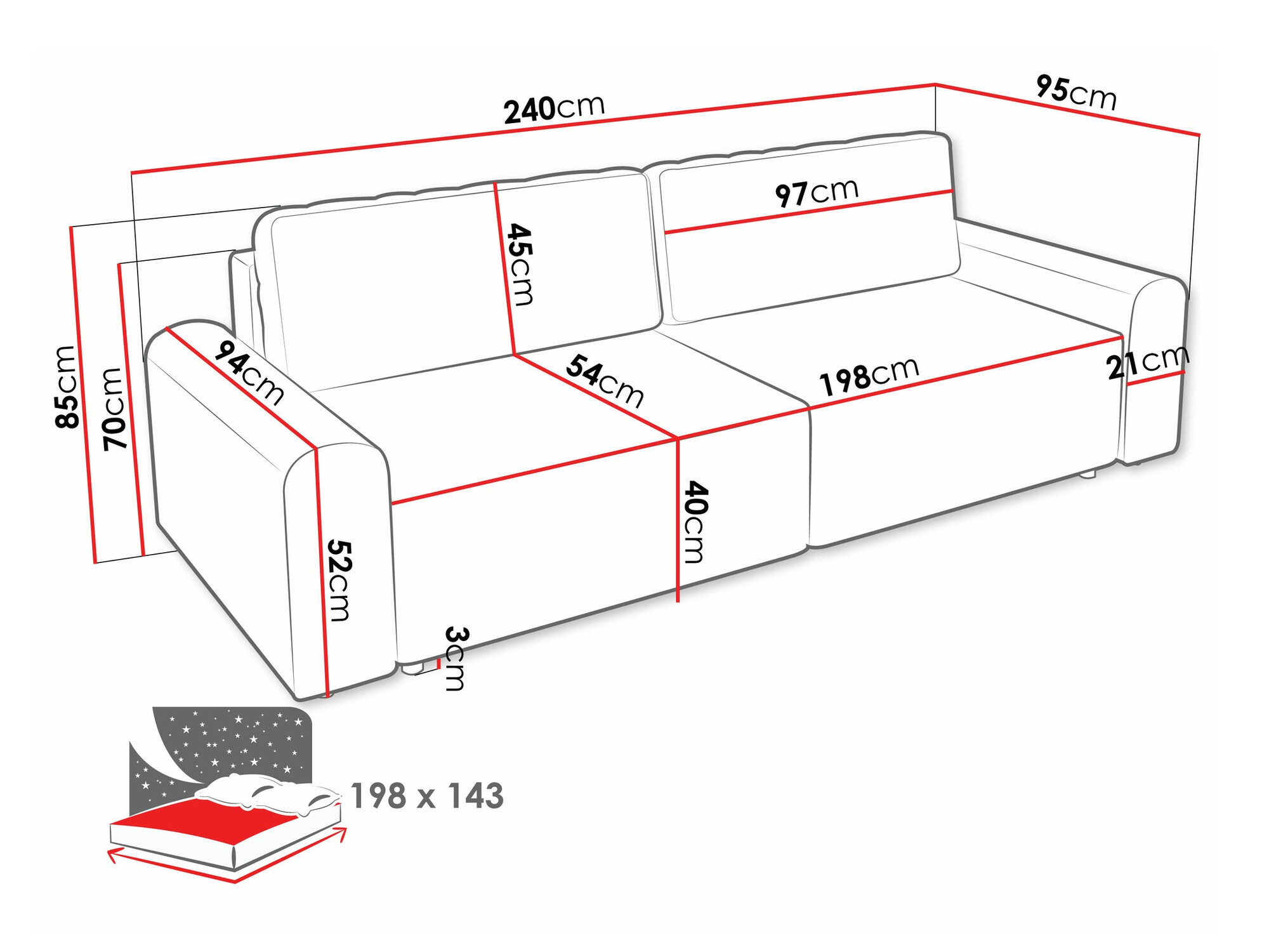 Raztegljiv kavč Stonecrest 107 (Sierra 746)