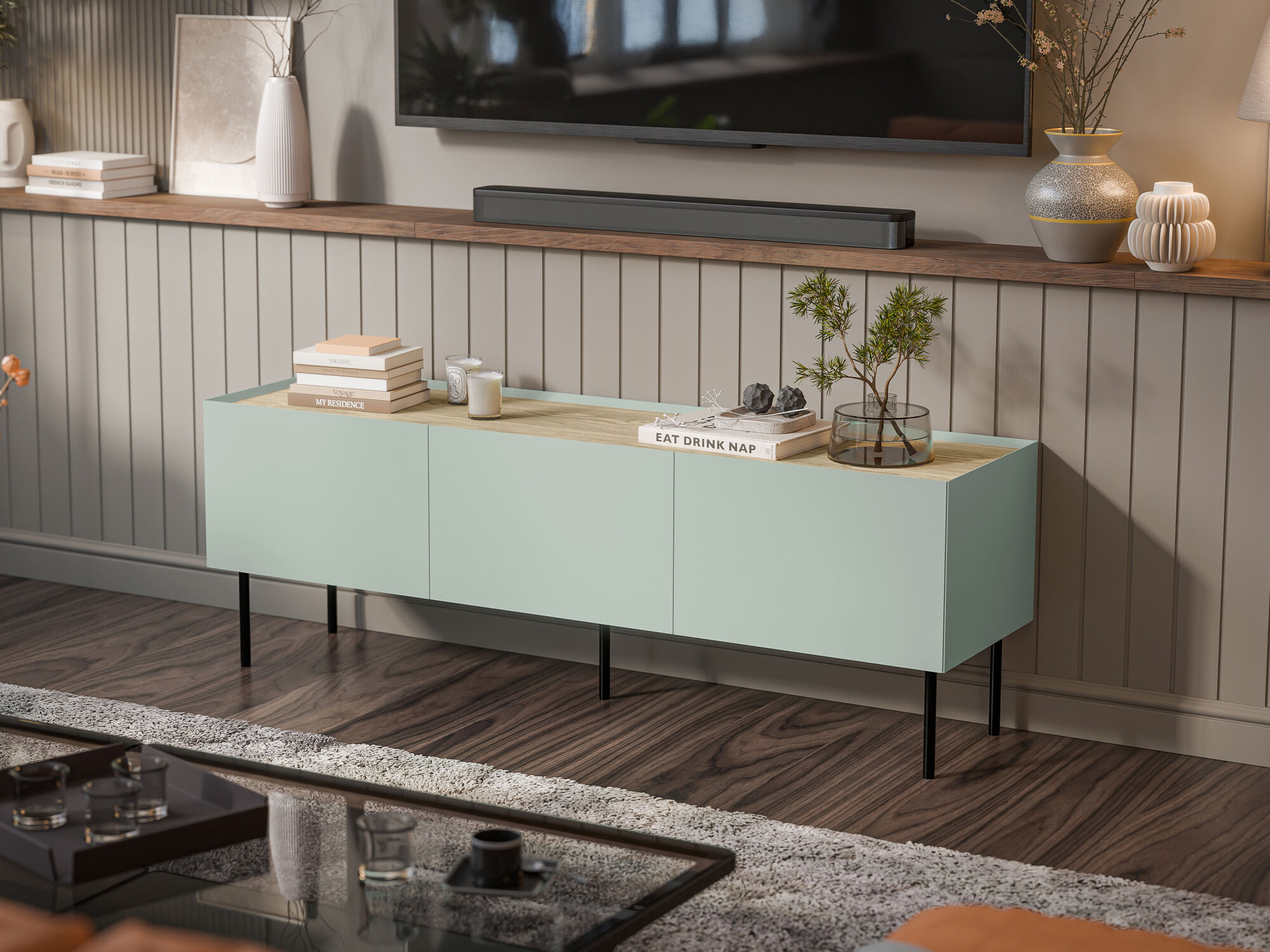 TV-omarica Melbela 106 (Svetla oljka + Hrast)