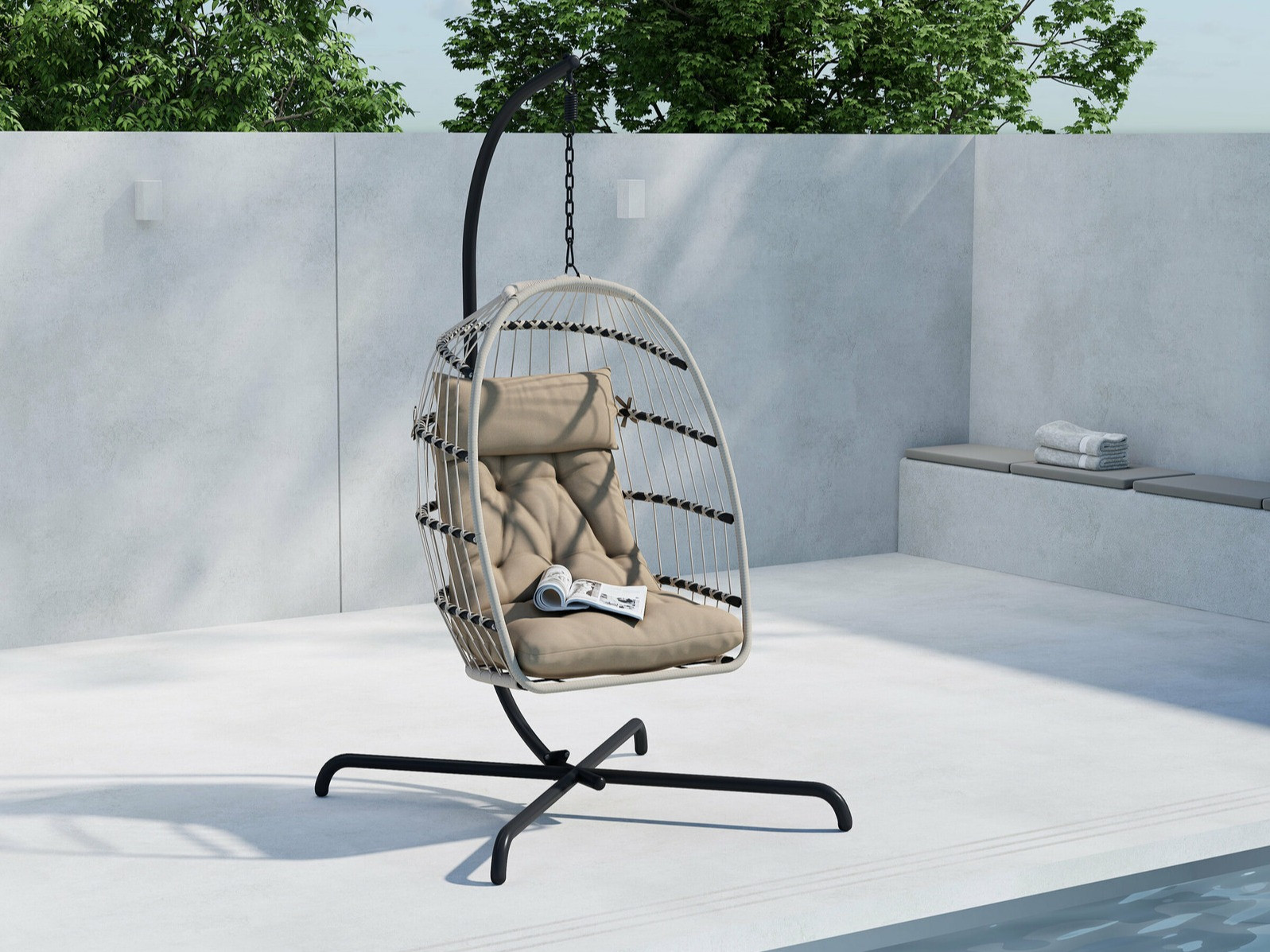 Viseči stol Dallas 4756 (Črna + Rjava)