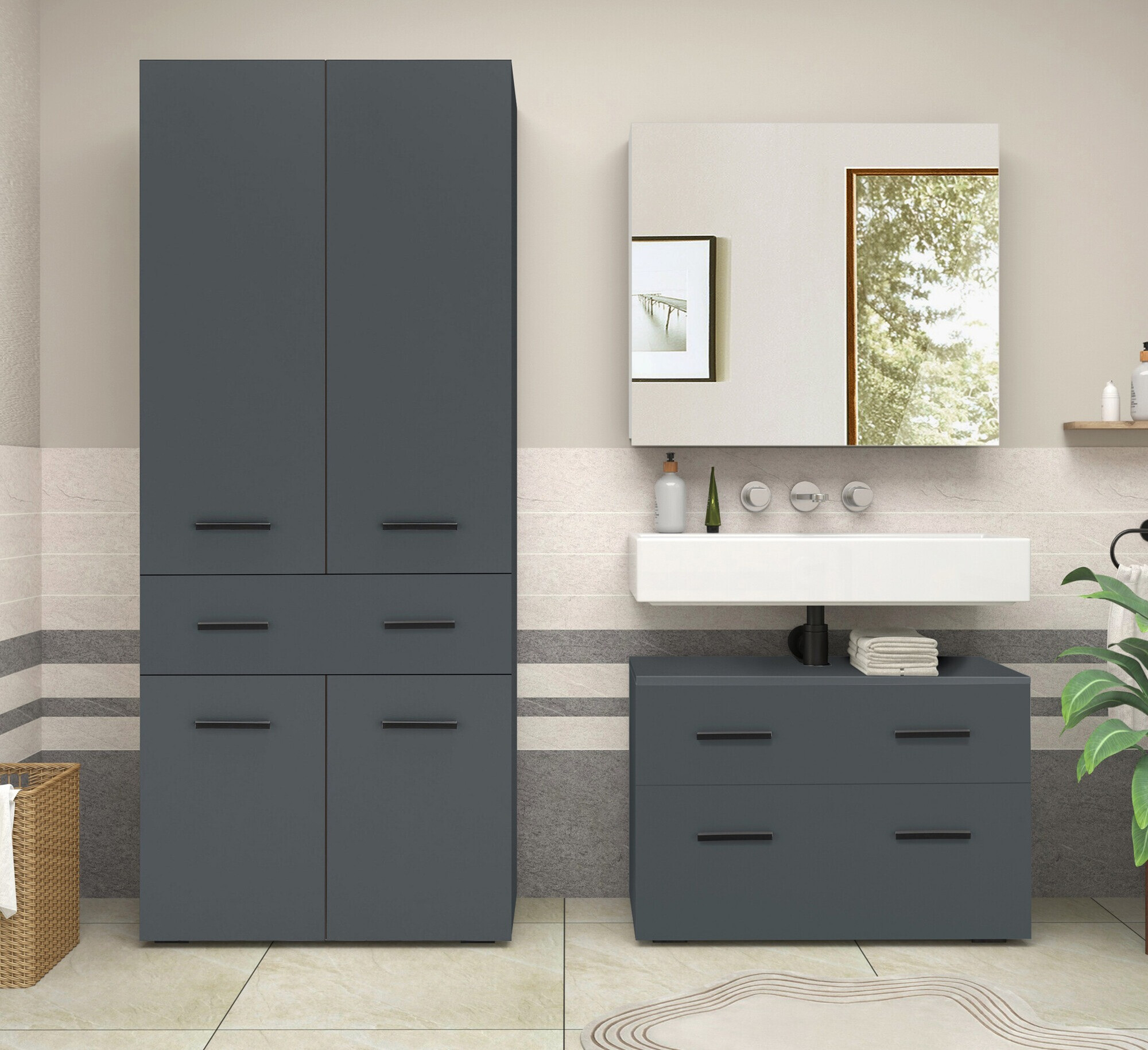 Prostostoječa Kopalniška omarica Larlori 107 (Antracit)