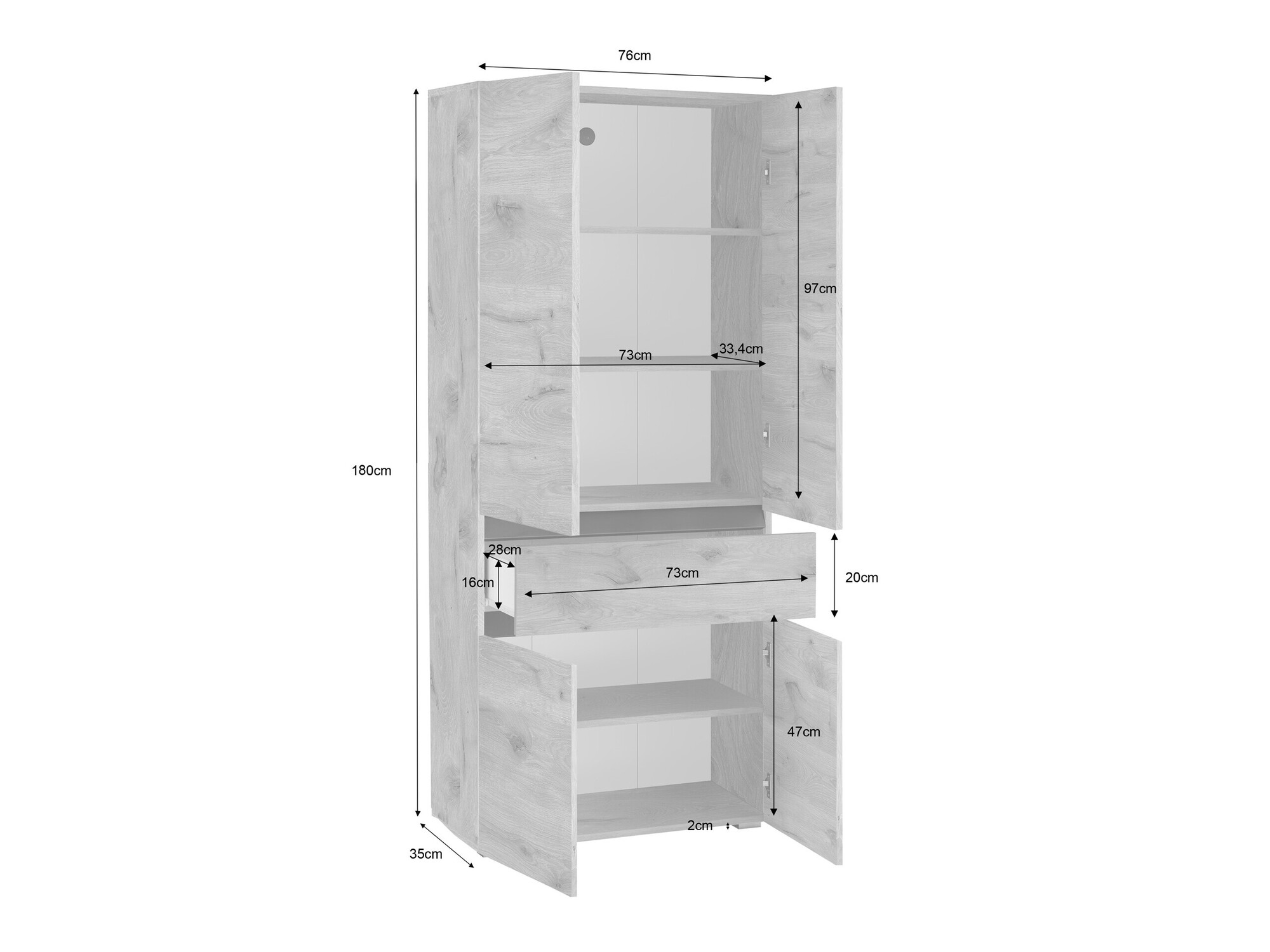 Prostostoječa Kopalniška omarica Soncamu 113 (Bela + Antracit)