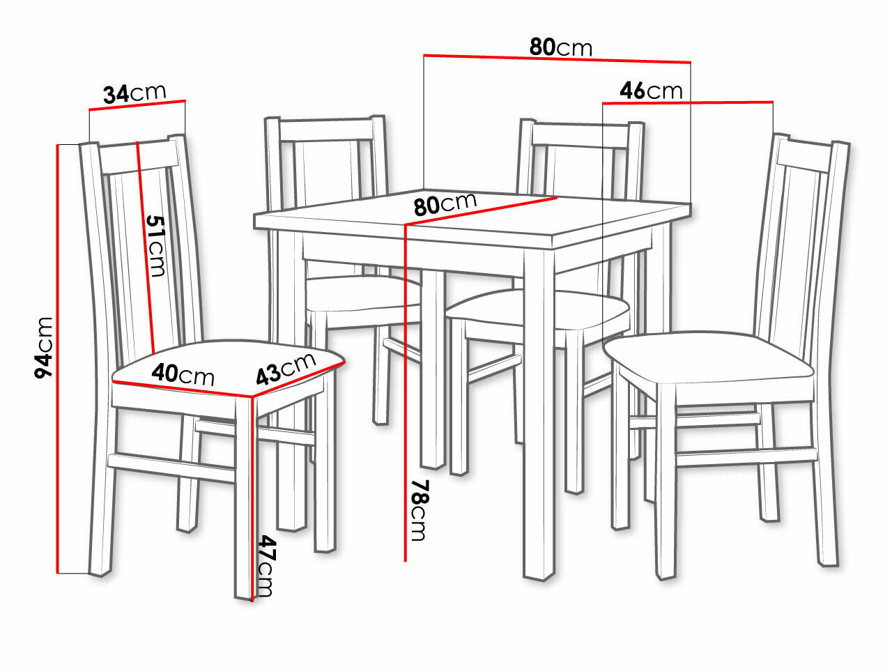 Jedilniški komplet Victorville 279 (Bela)