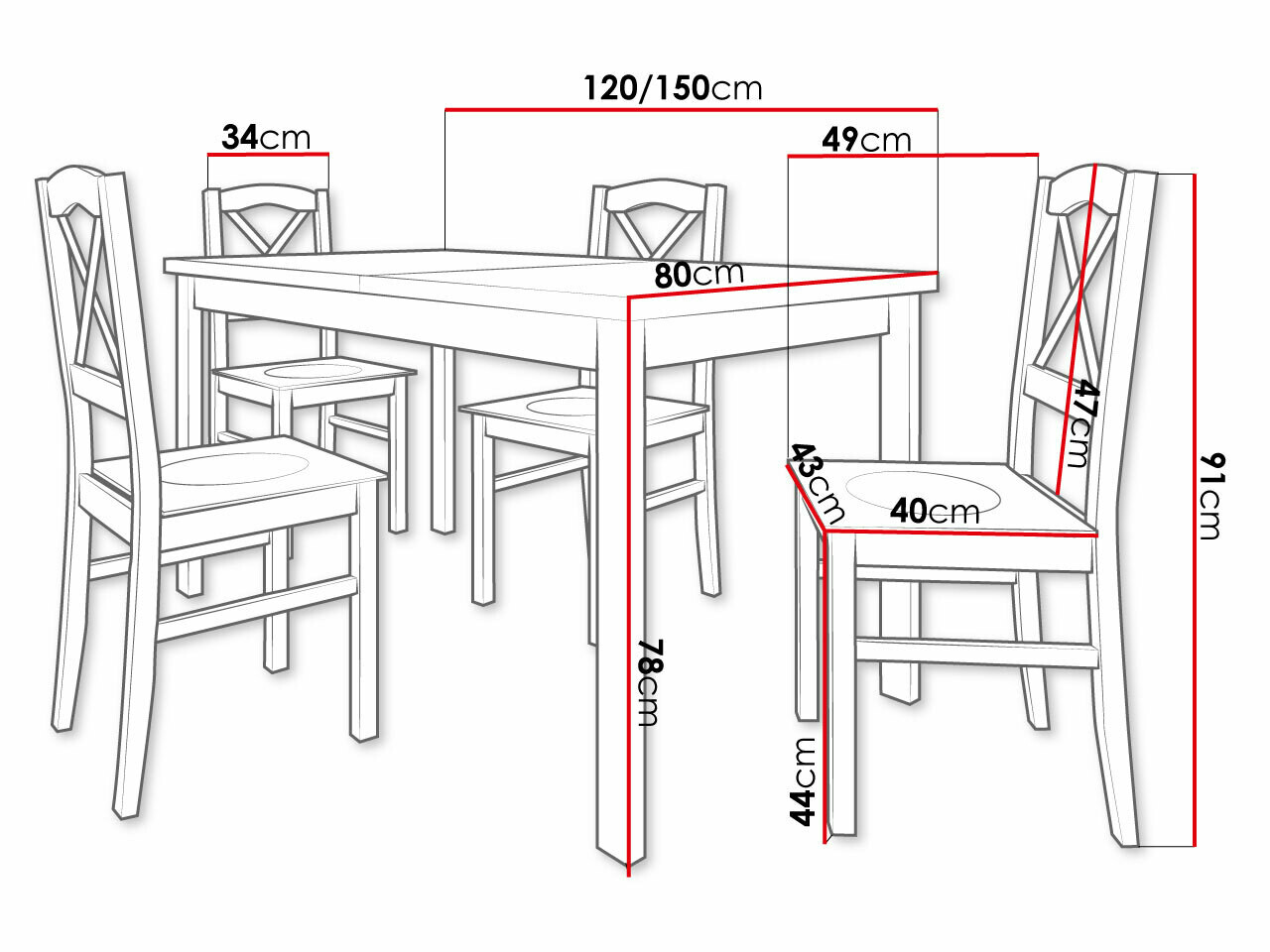 Jedilniški komplet Victorville 281 (Bela + Hrast Grandson)