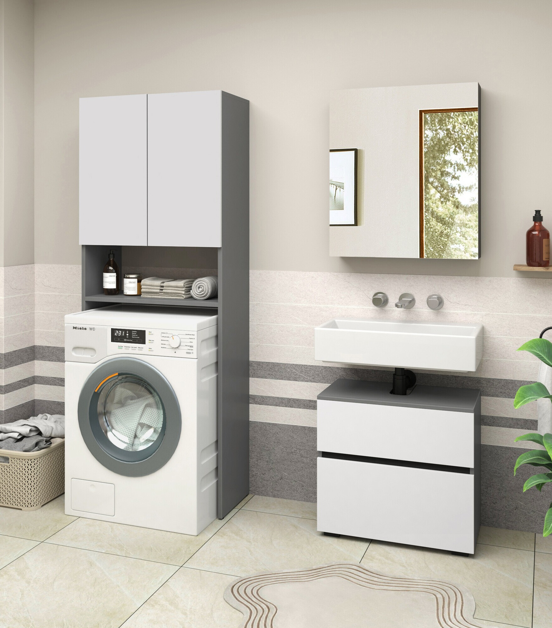 Kopalniški poličnik Soncamu 114 (Bela + Antracit)