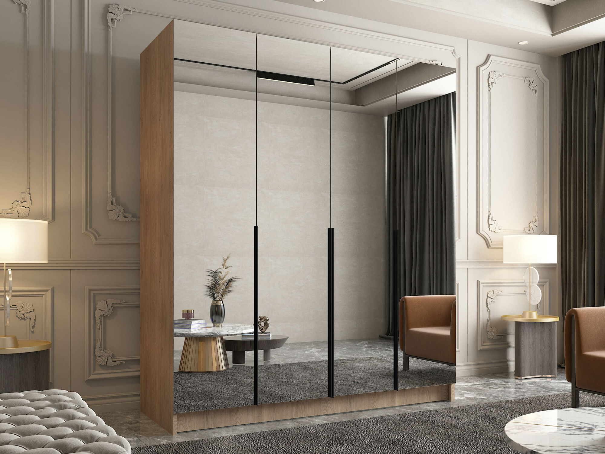 Garderobna omara Closico 190 (Svetel les + Črna)