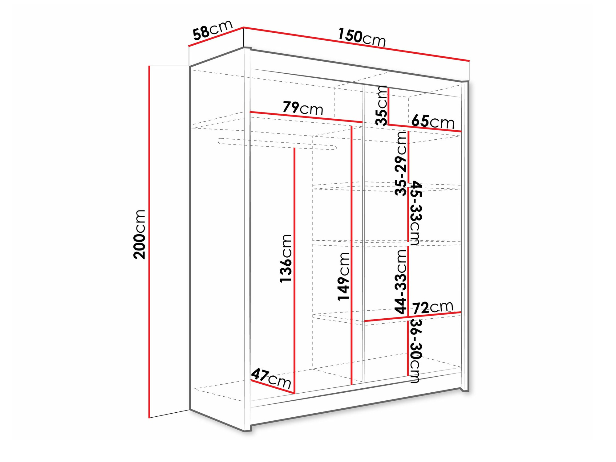 Garderobna omara Closico Camera IV (Črna)