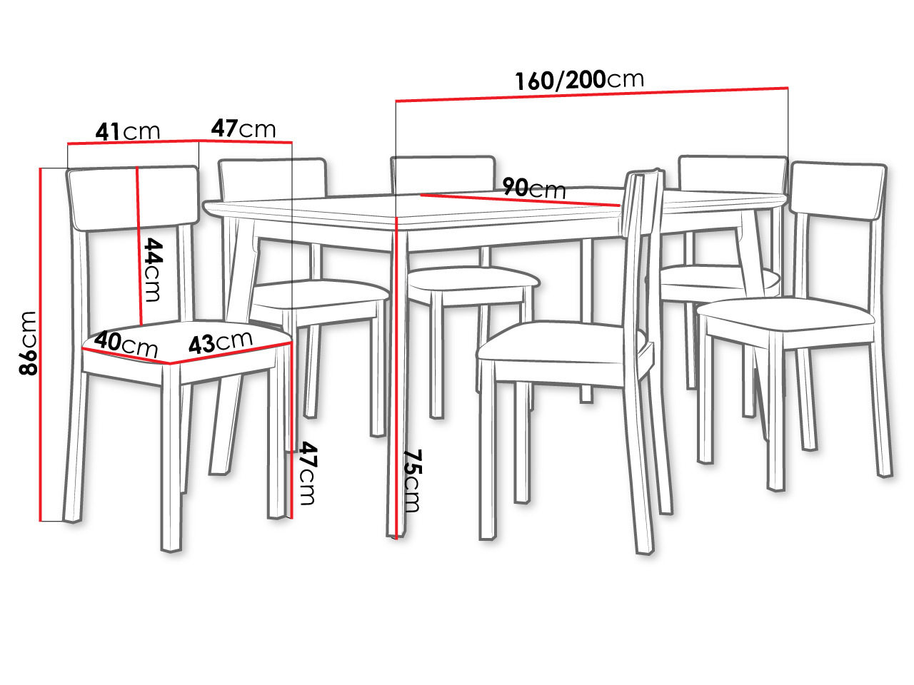 Jedilniški komplet Victorville 350 (Bela)
