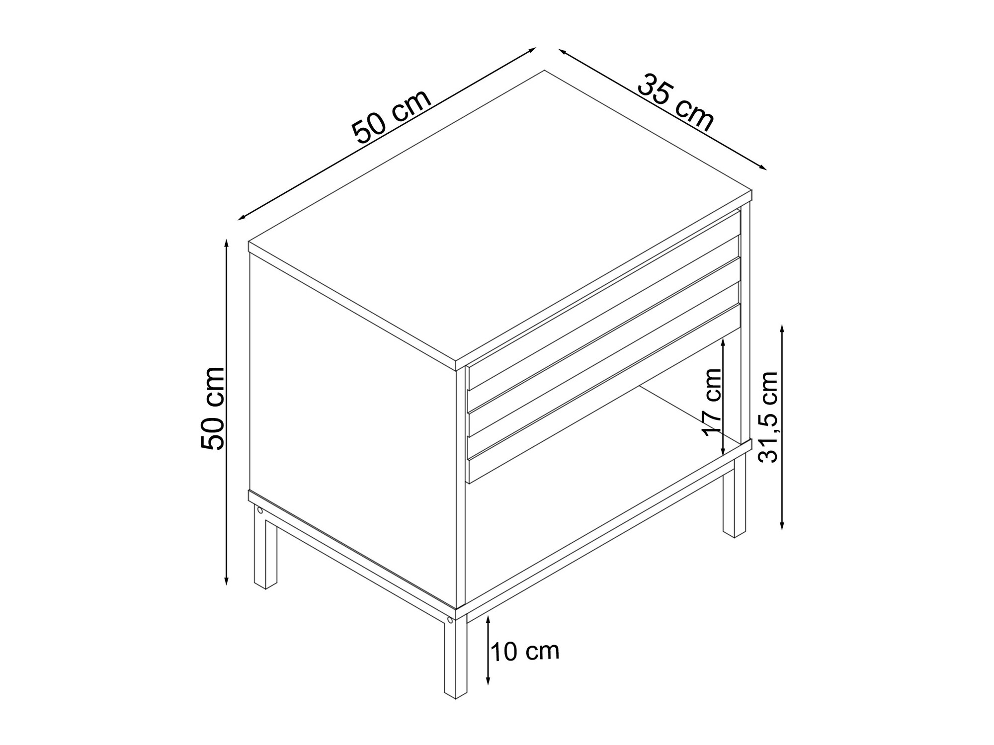 Nočna omarica Denton 845 (Črna + Hrast)