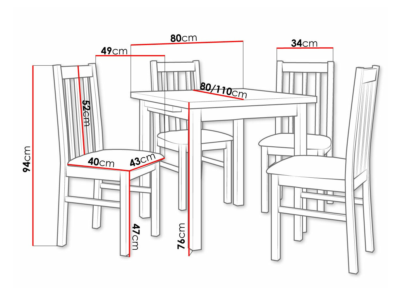 Jedilniški komplet Victorville 263 (Bela)