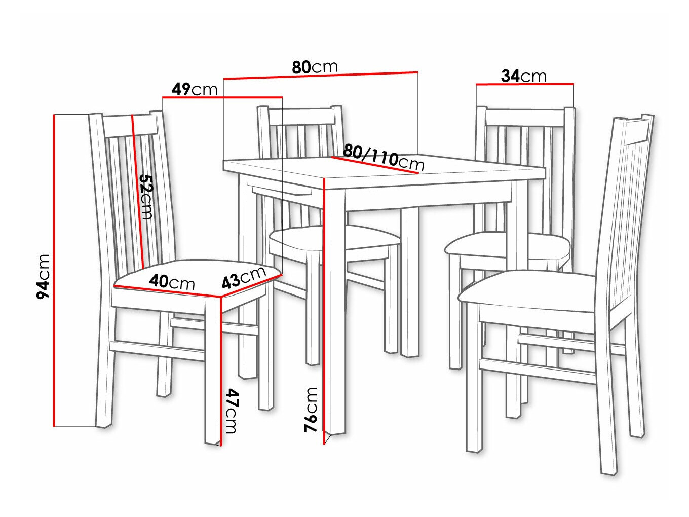 Jedilniški komplet Victorville 263 (Oreh)
