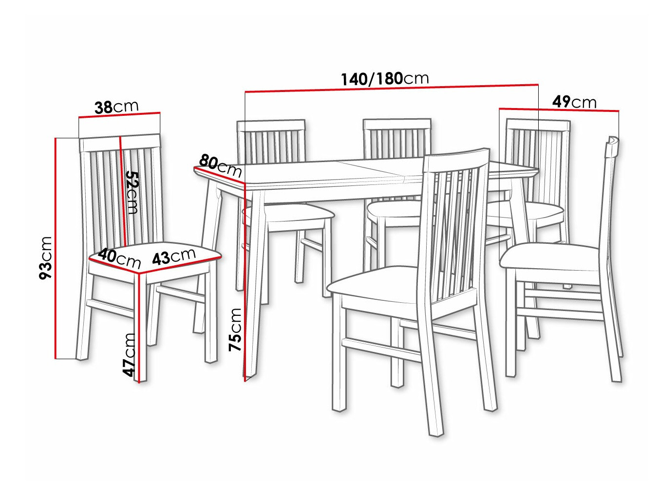 Jedilniški komplet Victorville 267 (Bela)