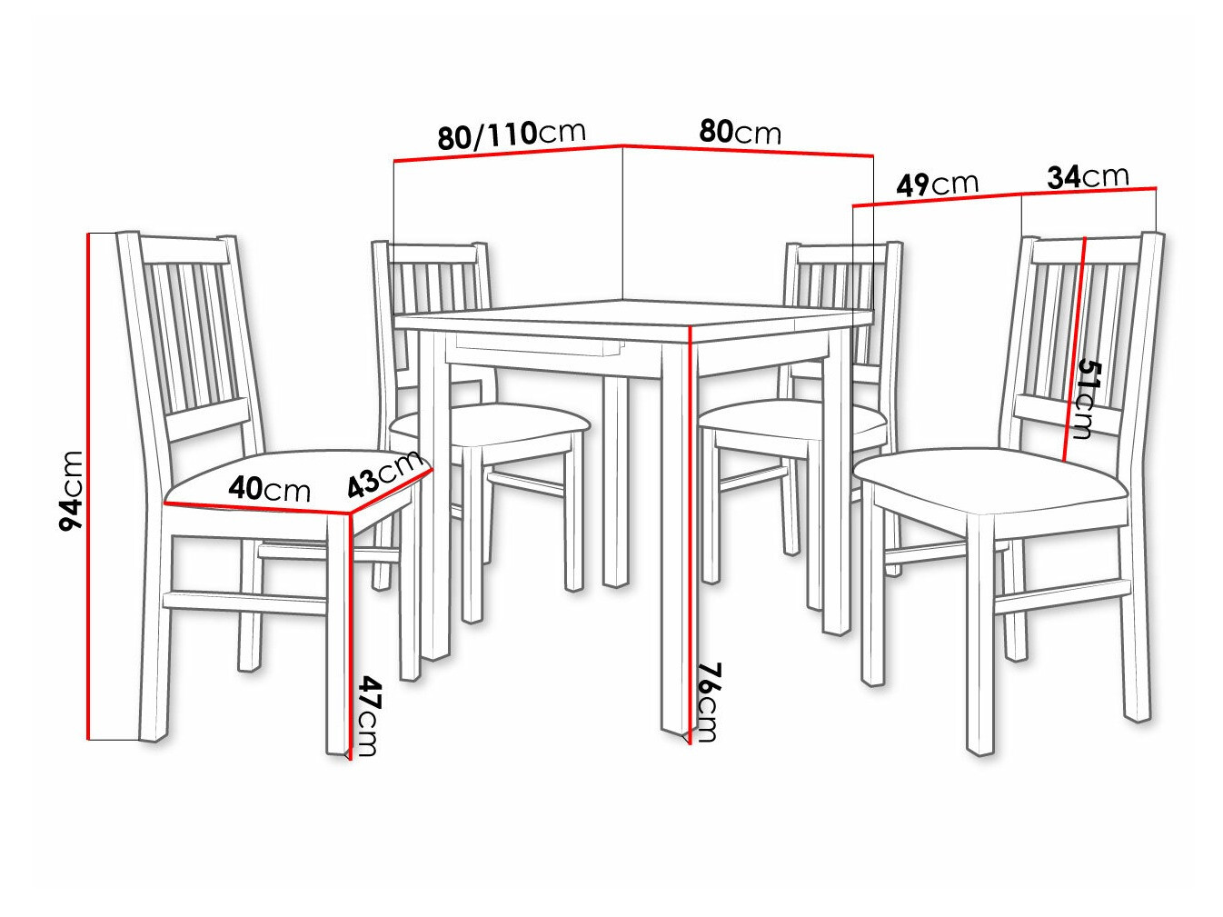 Jedilniški komplet Victorville 275 (Bela)