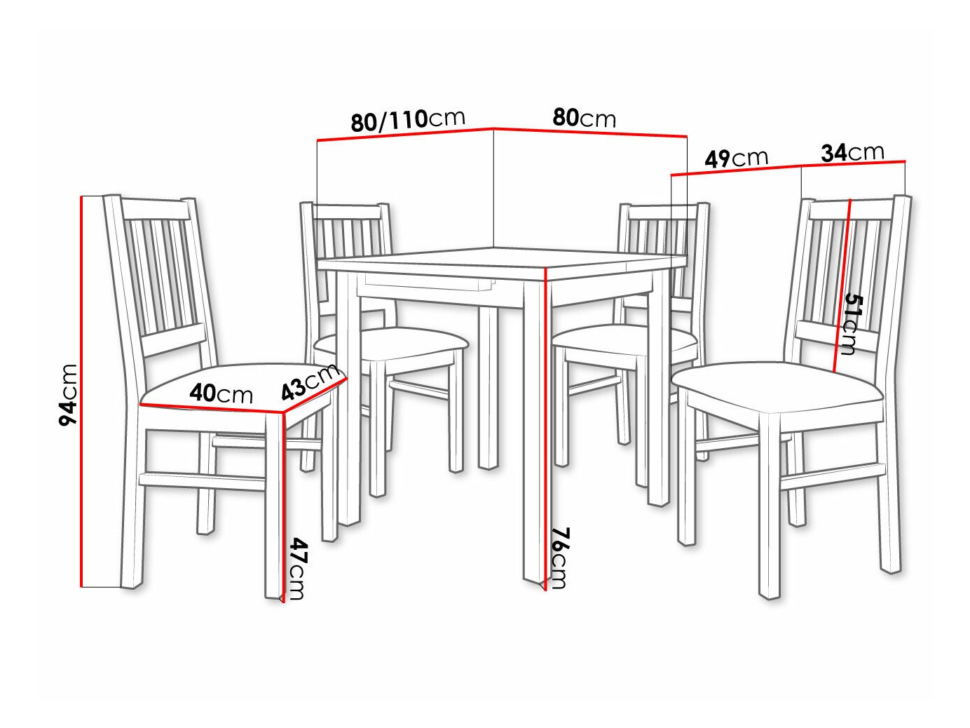 Jedilniški komplet Victorville 275 (Bela)
