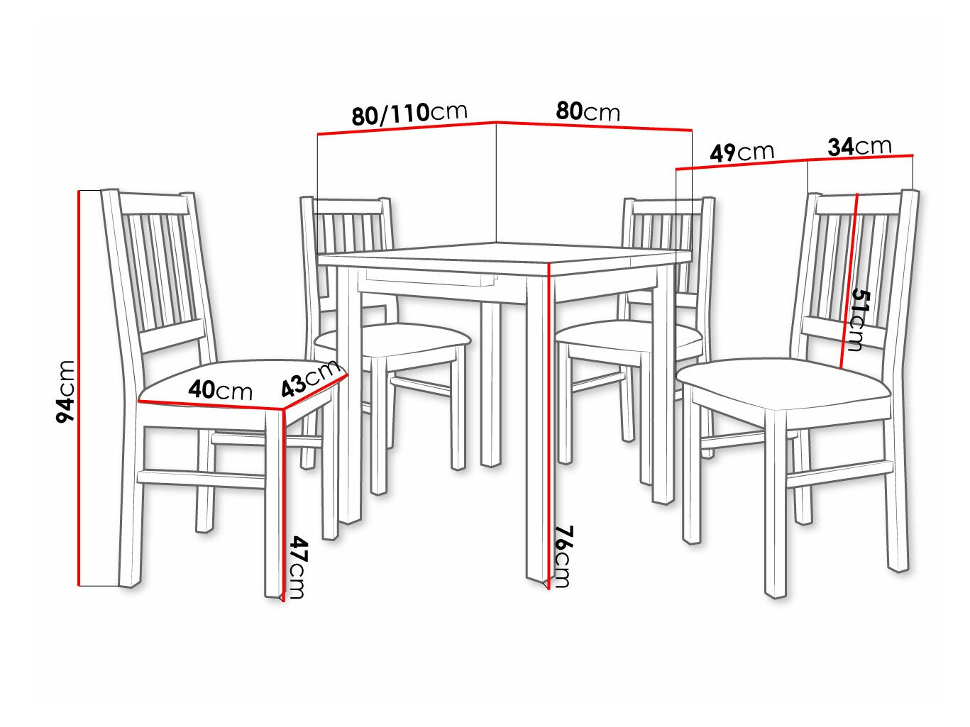 Jedilniški komplet Victorville 275 (Oreh)