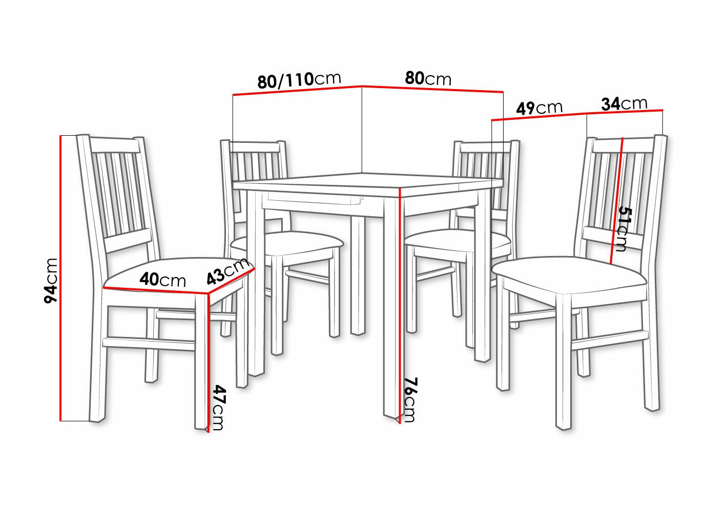Jedilniški komplet Victorville 275 (Sonoma hrast)