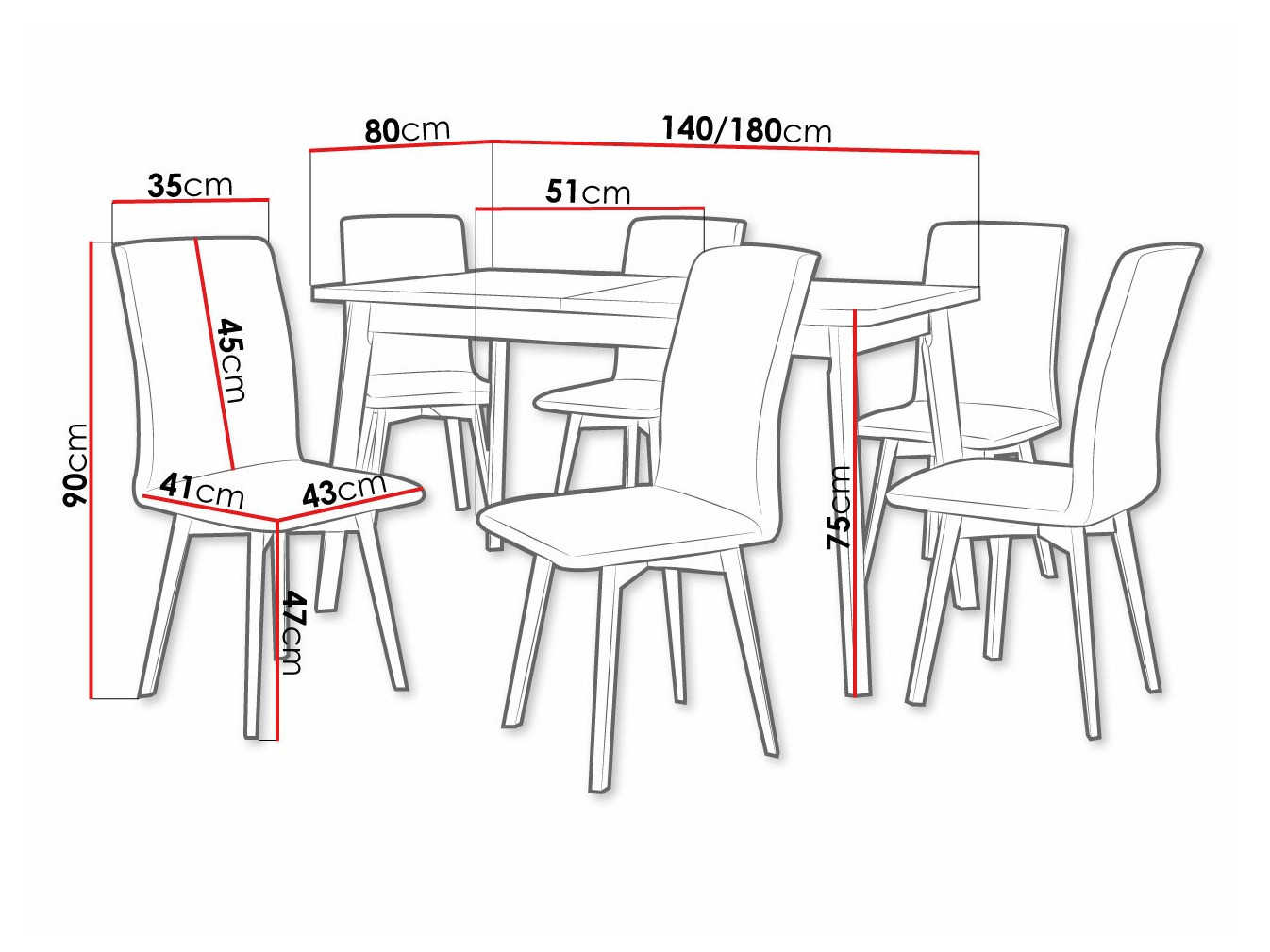 Jedilniški komplet Victorville 292 (Bela + Črna)