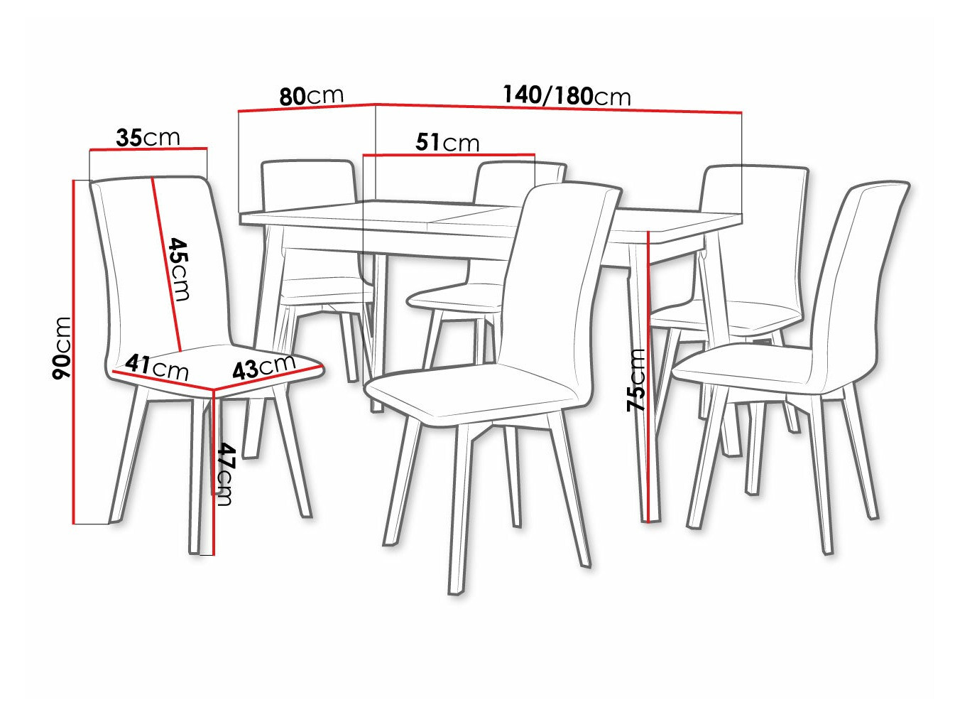 Jedilniški komplet Victorville 292 (Bela + Črna)