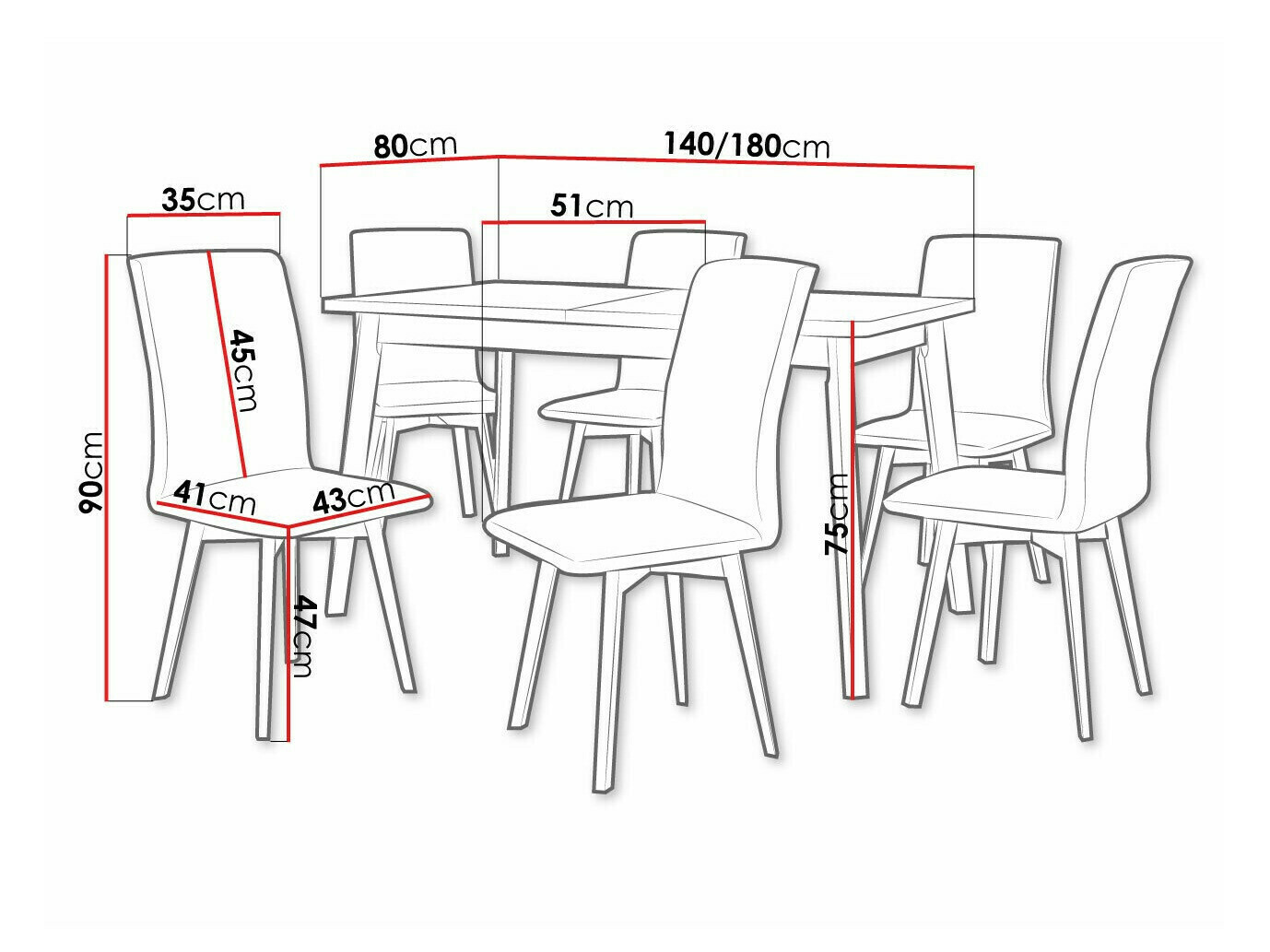 Jedilniški komplet Victorville 325 (Črna)