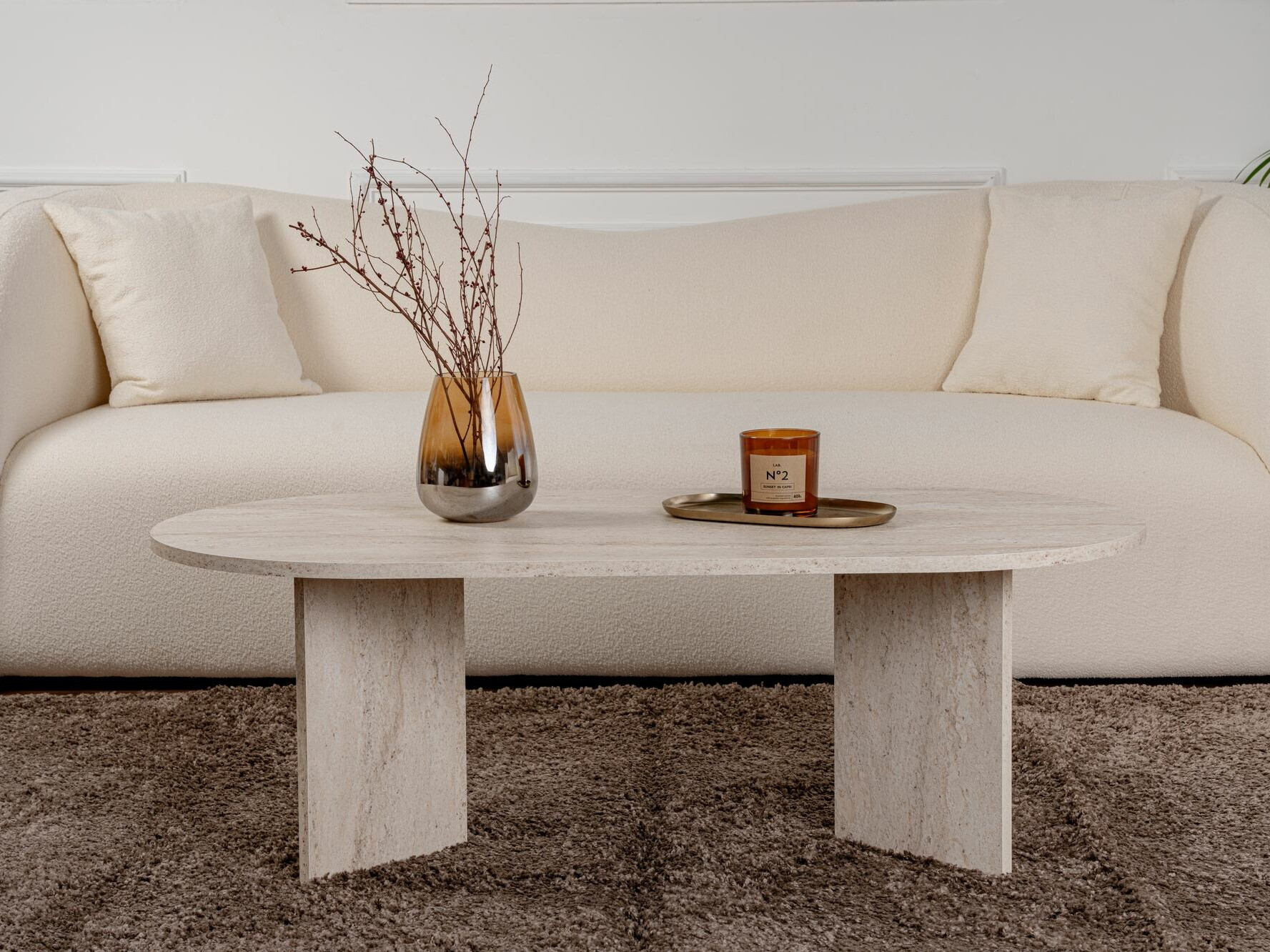 Klubska mizica Novato 111 (Svetel travertin)