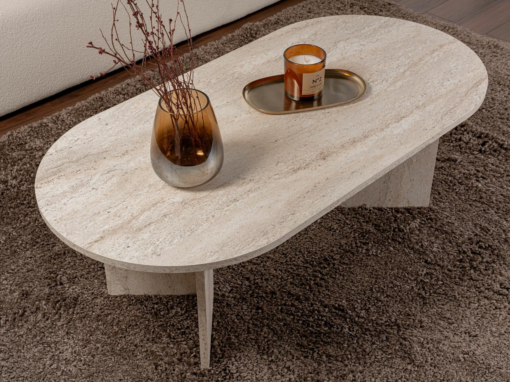 Klubska mizica Novato 111 (Svetel travertin)