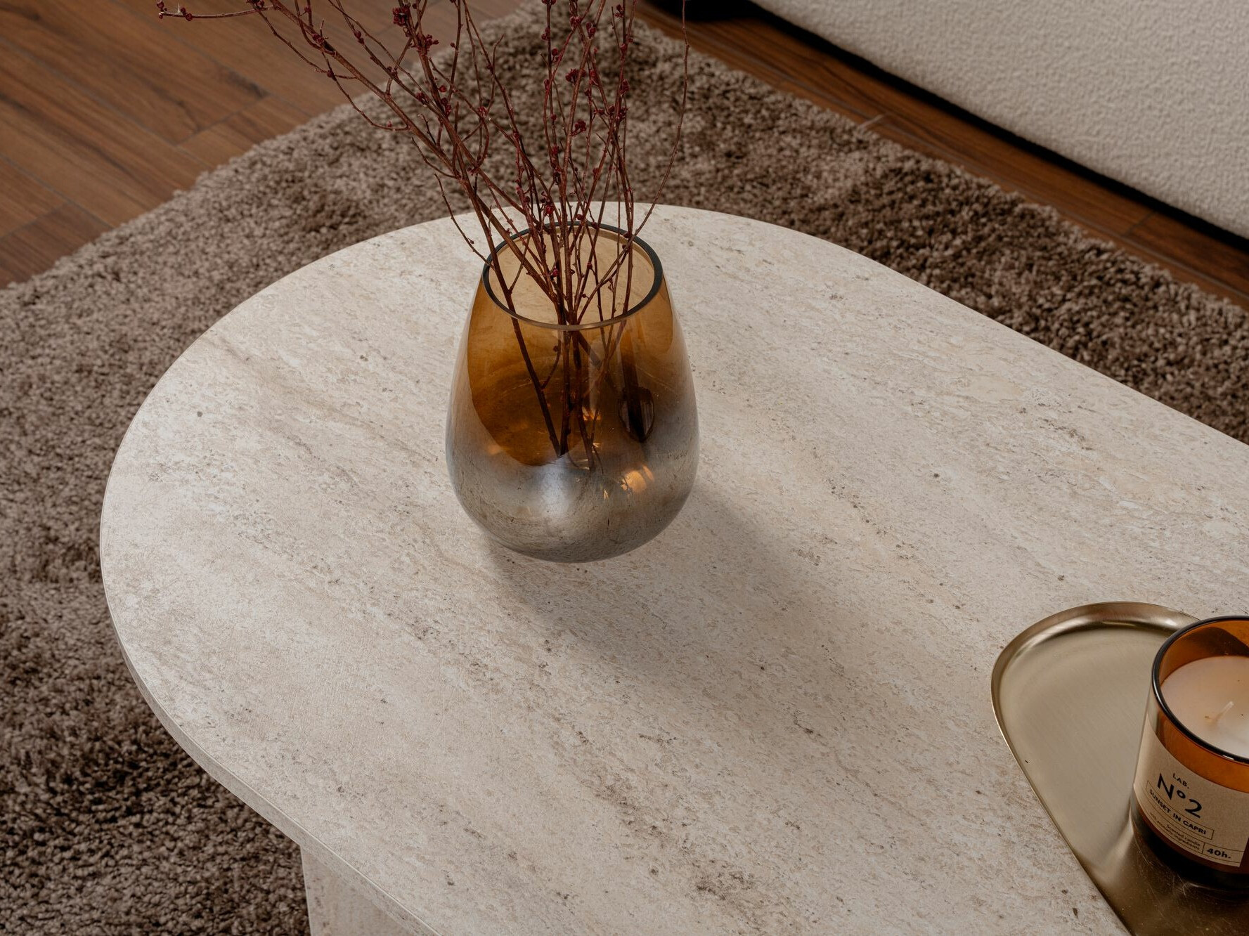 Klubska mizica Novato 111 (Svetel travertin)