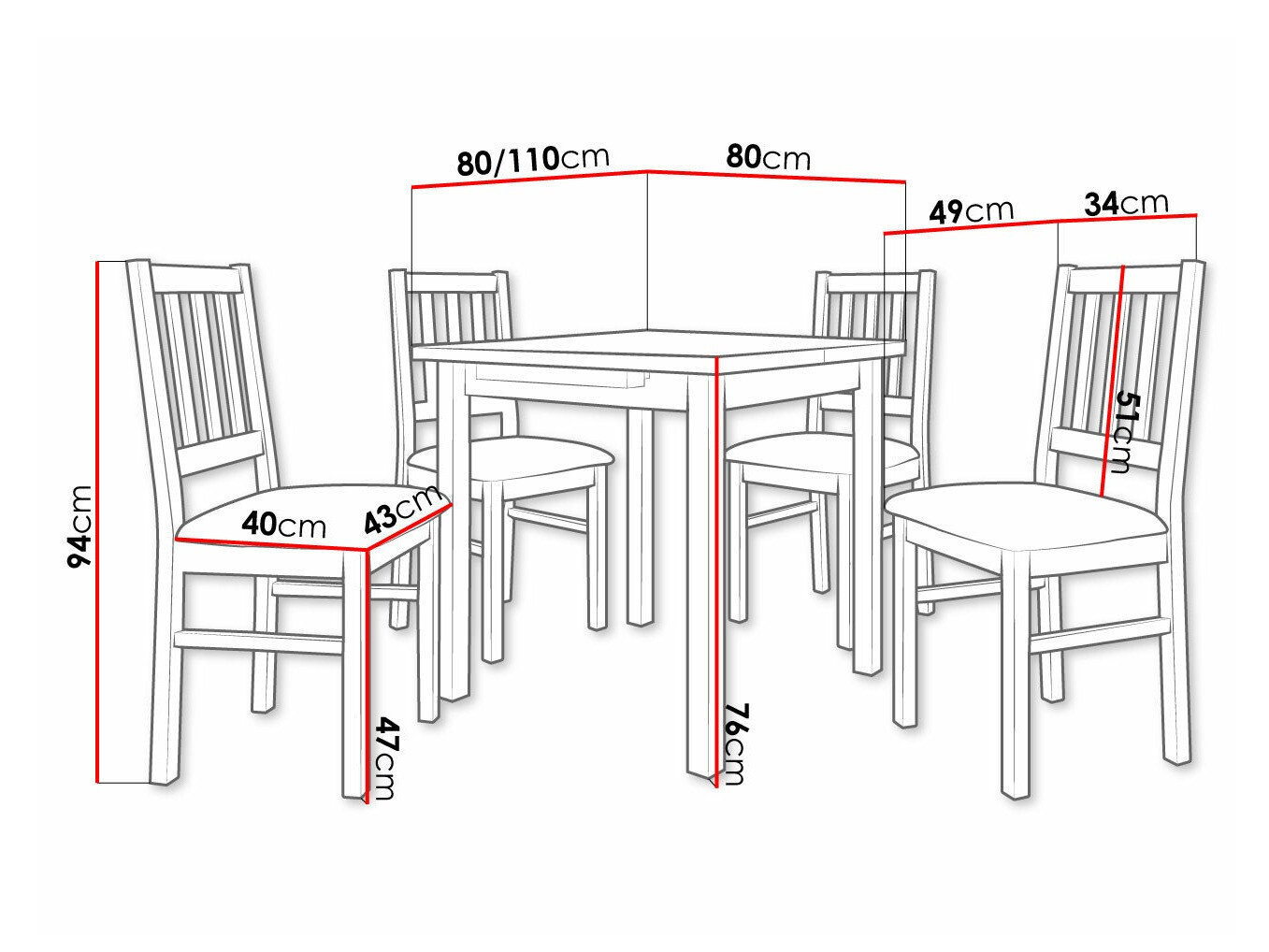 Jedilniški komplet Victorville 314 (Bela)
