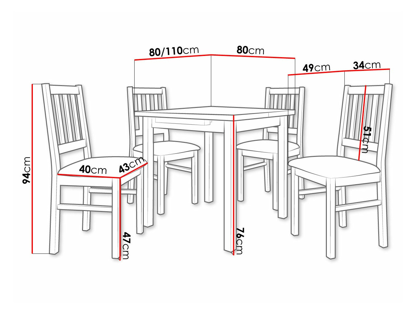 Jedilniški komplet Victorville 314 (Oreh)