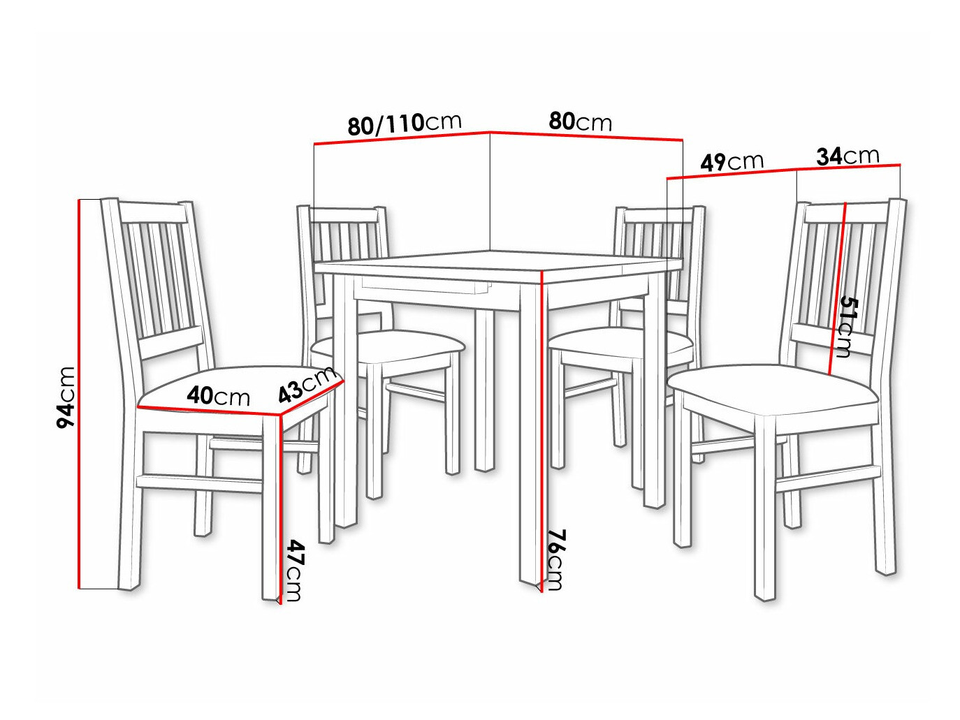 Jedilniški komplet Victorville 314 (Sonoma hrast)