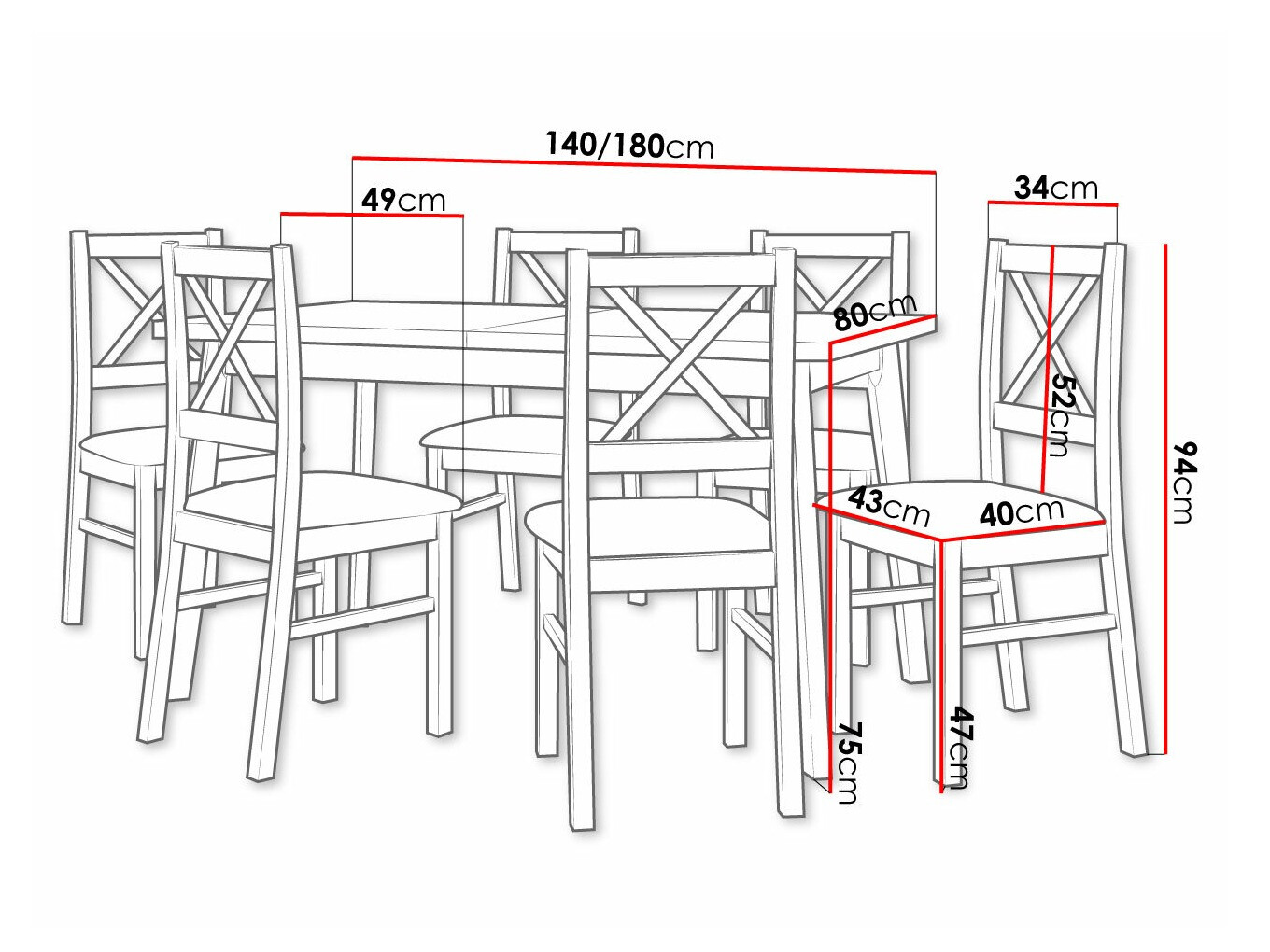 Jedilniški komplet Victorville 316 (Črna)