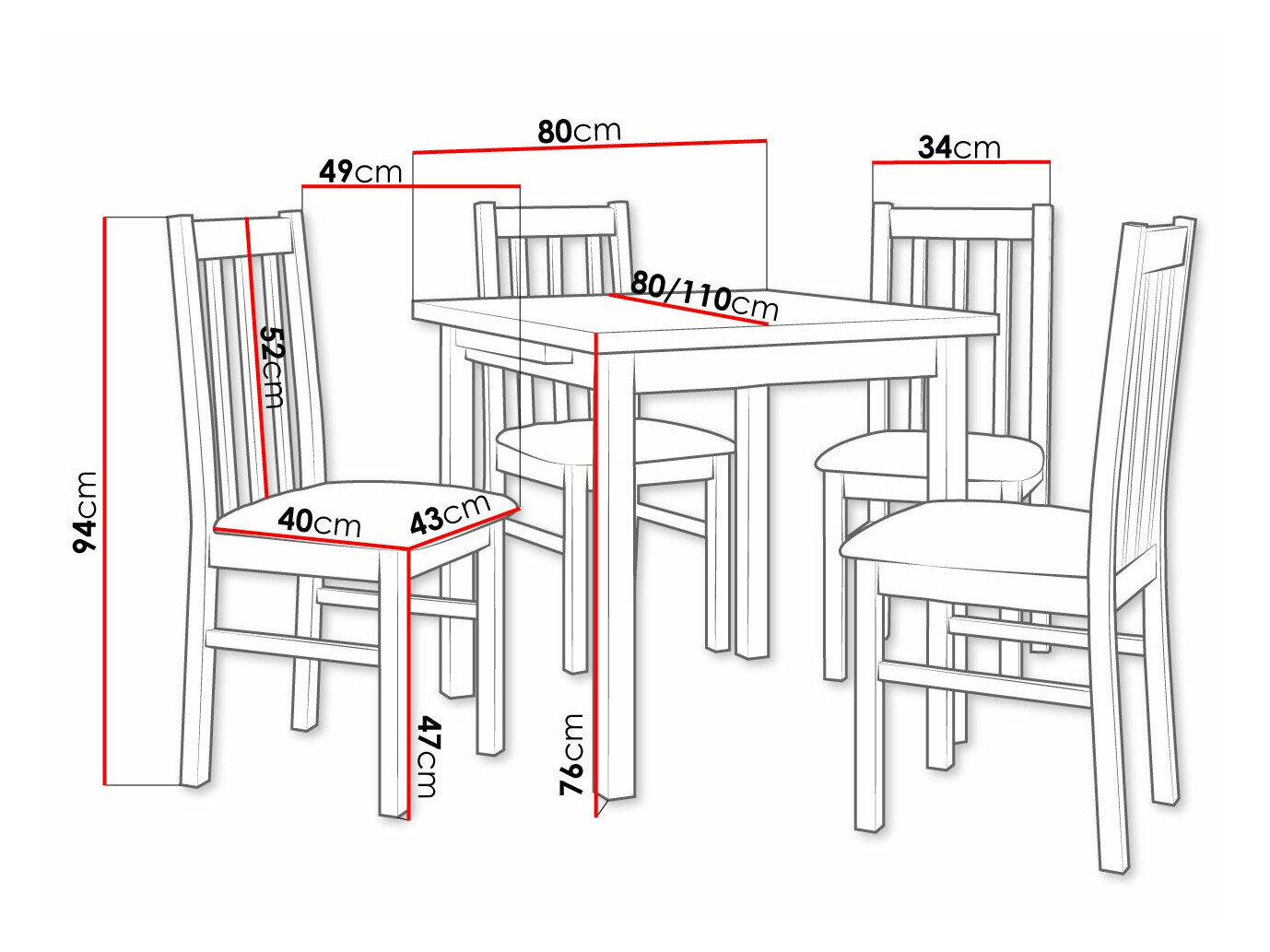 Jedilniški komplet Victorville 319 (Bela)