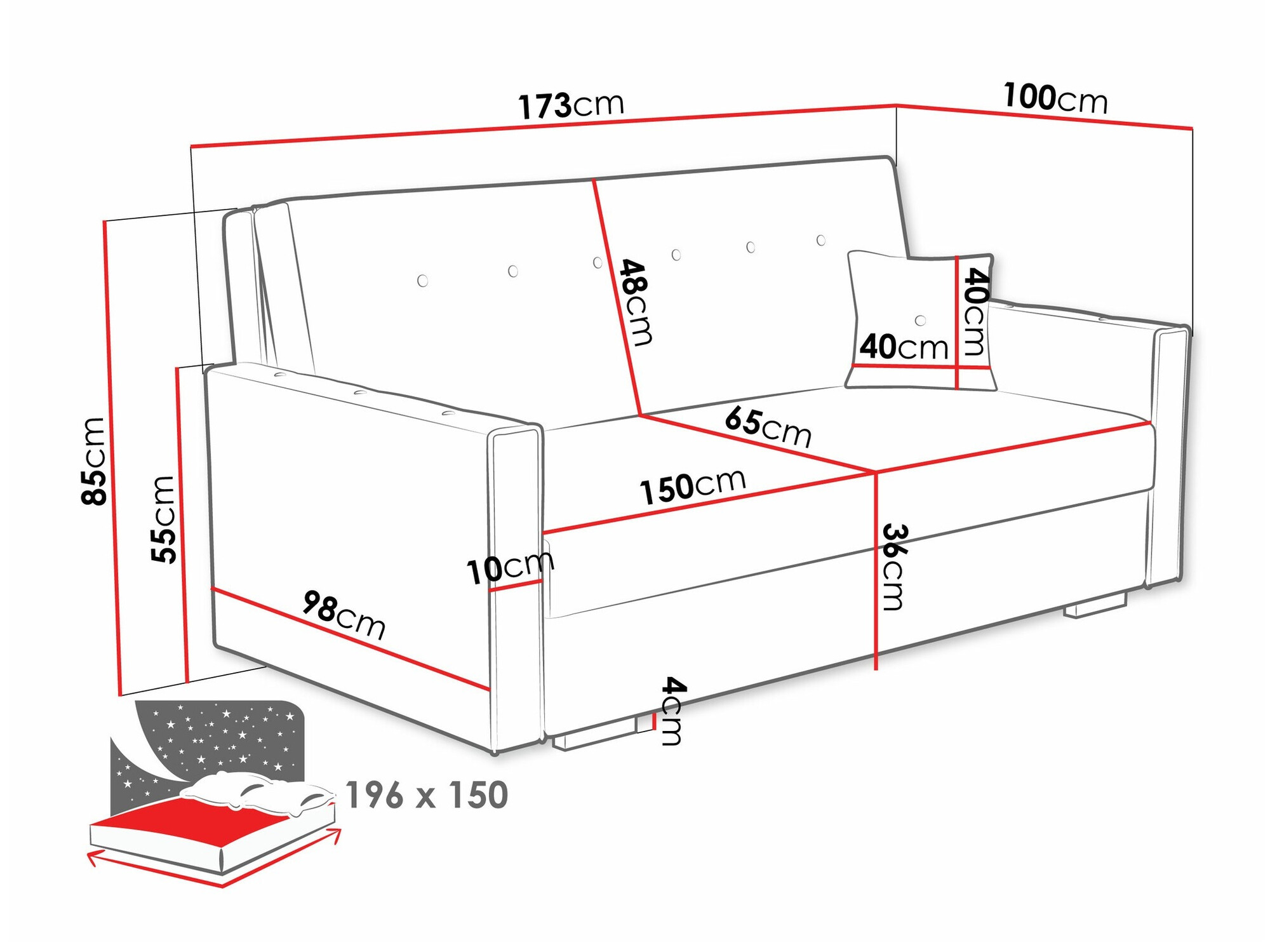 Raztegljiv kavč Caelrin IV (Coral 15)