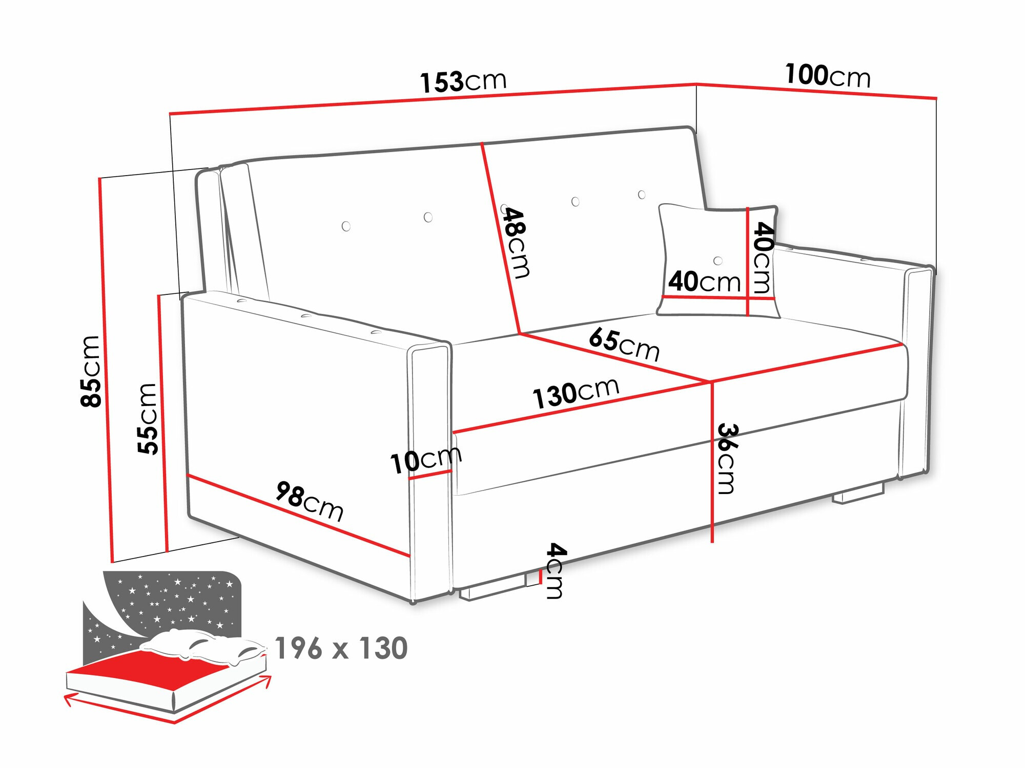 Kavč z ležiščem Columbus 234 (Coral 50)