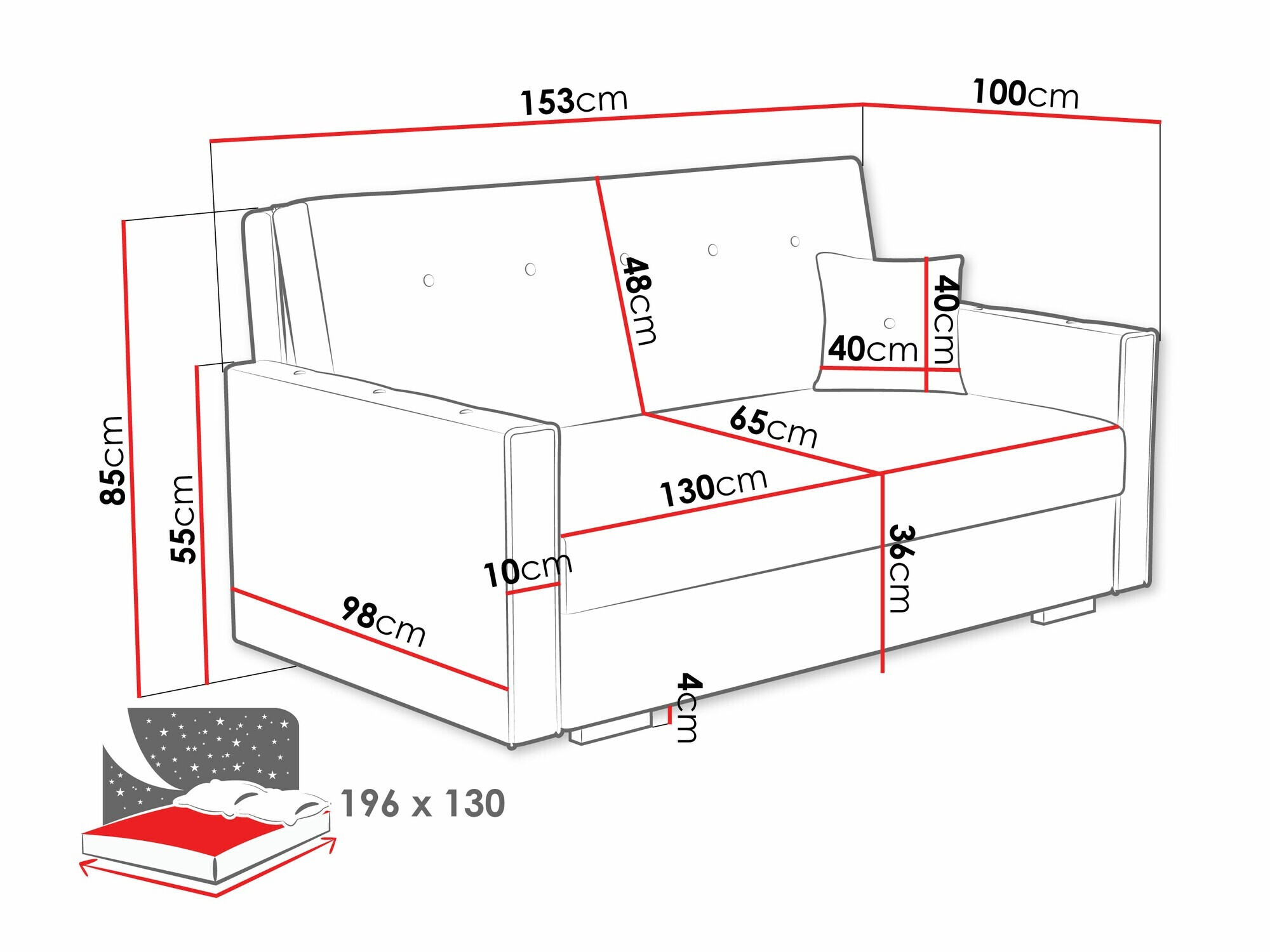 Raztegljiv kavč Columbus 234 (Coral 75)