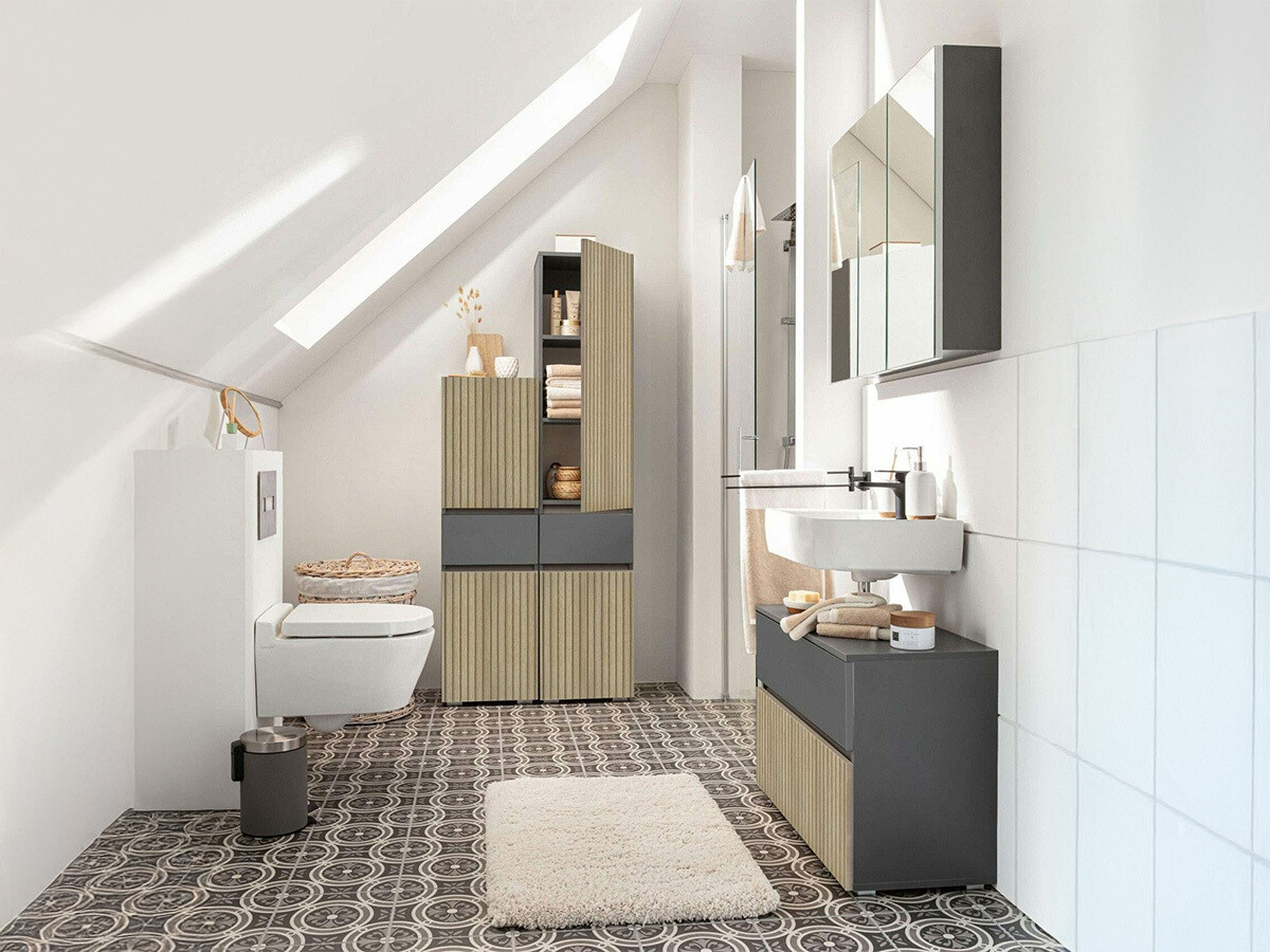 Prostostoječa Kopalniška omarica Soncamu 106 (Antracit + Lahki hrast)