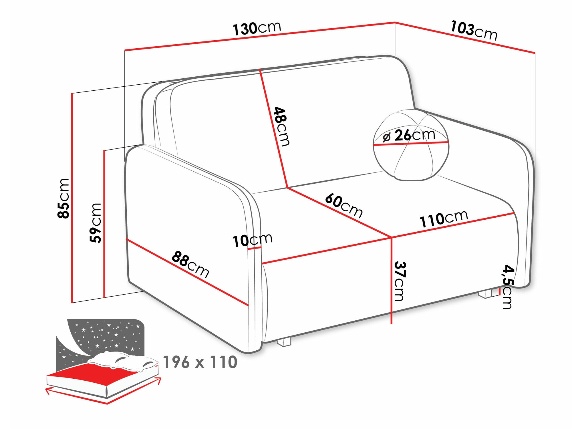 Raztegljiv kavč Columbus 239 (Coral 45)