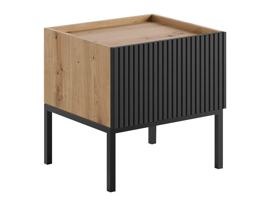 Nočna omarica Lunole 106 (Artisan hrast + Črna)