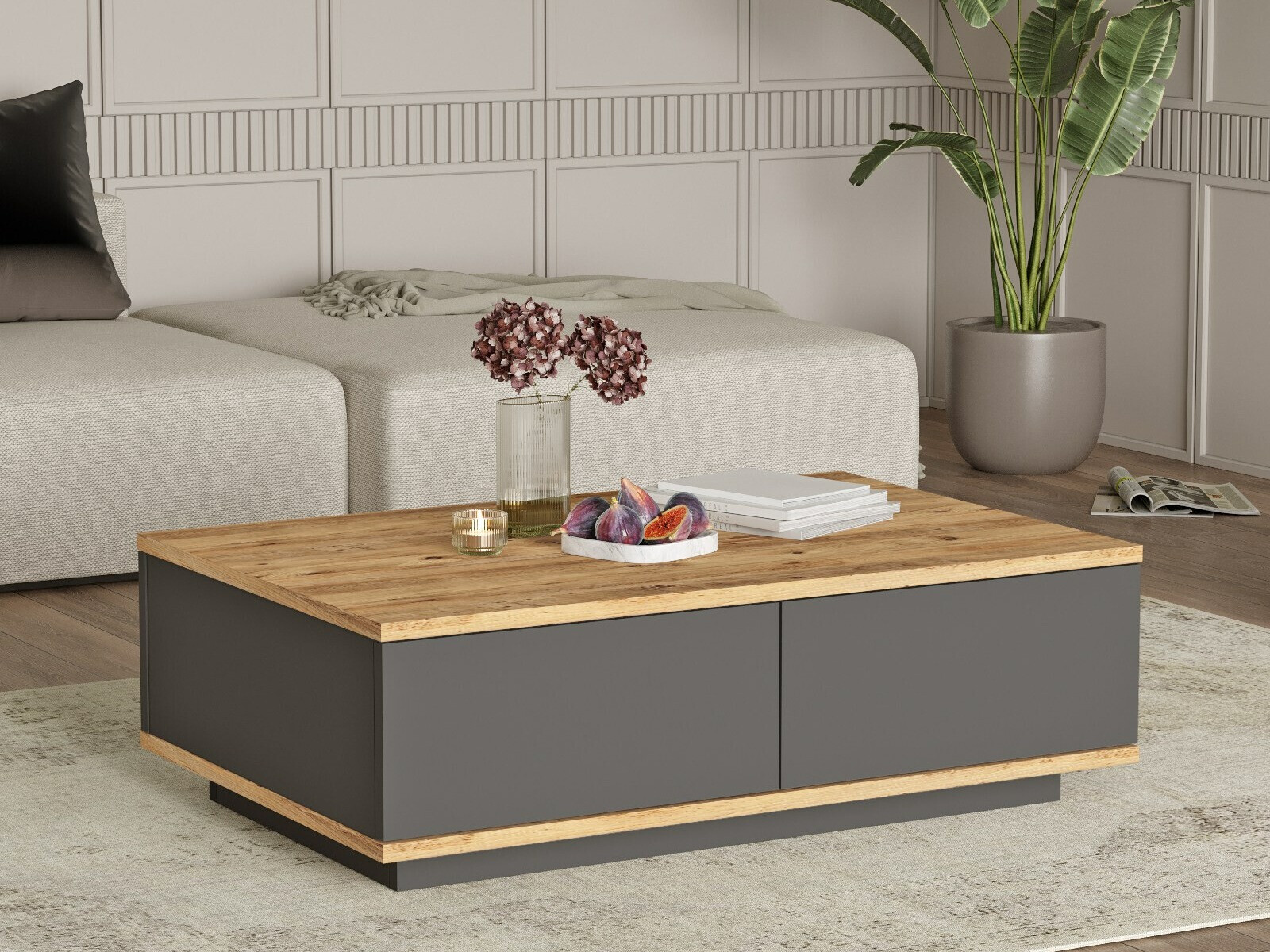 Klubska mizica Kailua 2426 (Antracit + Bor)