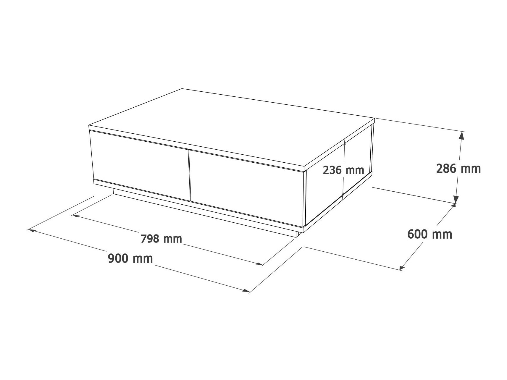 Klubska mizica Kailua 2426 (Antracit + Bor)